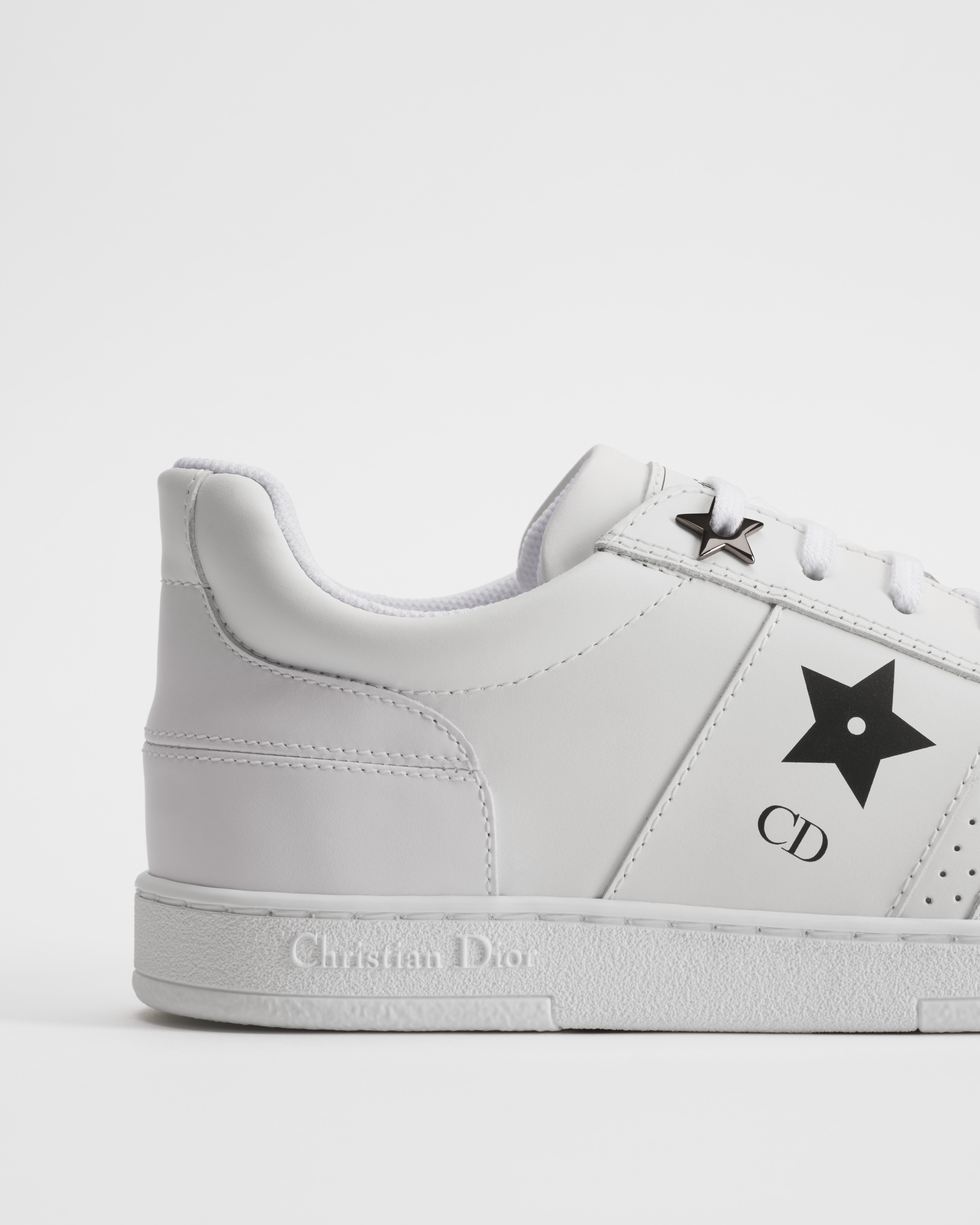 حذاء سنيكرز Dior Star جلد العجل الأبيض وجلد العجل المعالج بأسلوب سويد E09