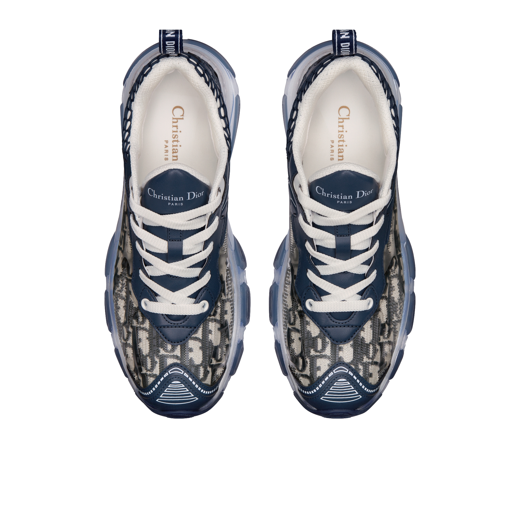 Dior Vibe Sneaker Deep Blue Dior Oblique Technical Fabric and Transparent Rubber E06
