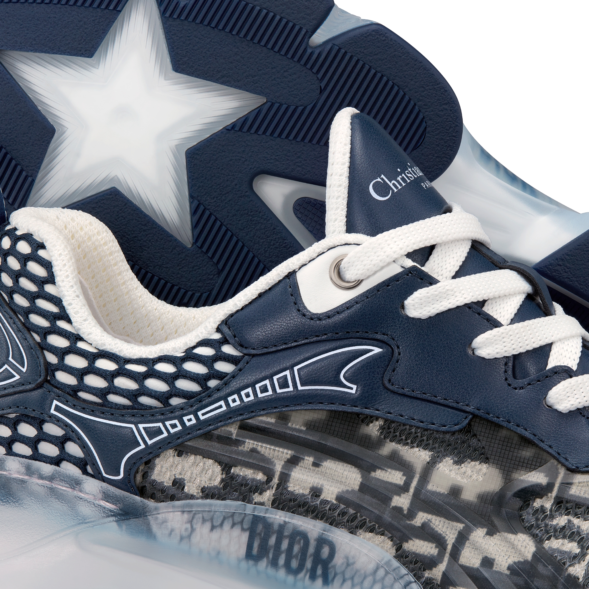 Dior Vibe Sneaker Deep Blue Dior Oblique Technical Fabric and Transparent Rubber E09