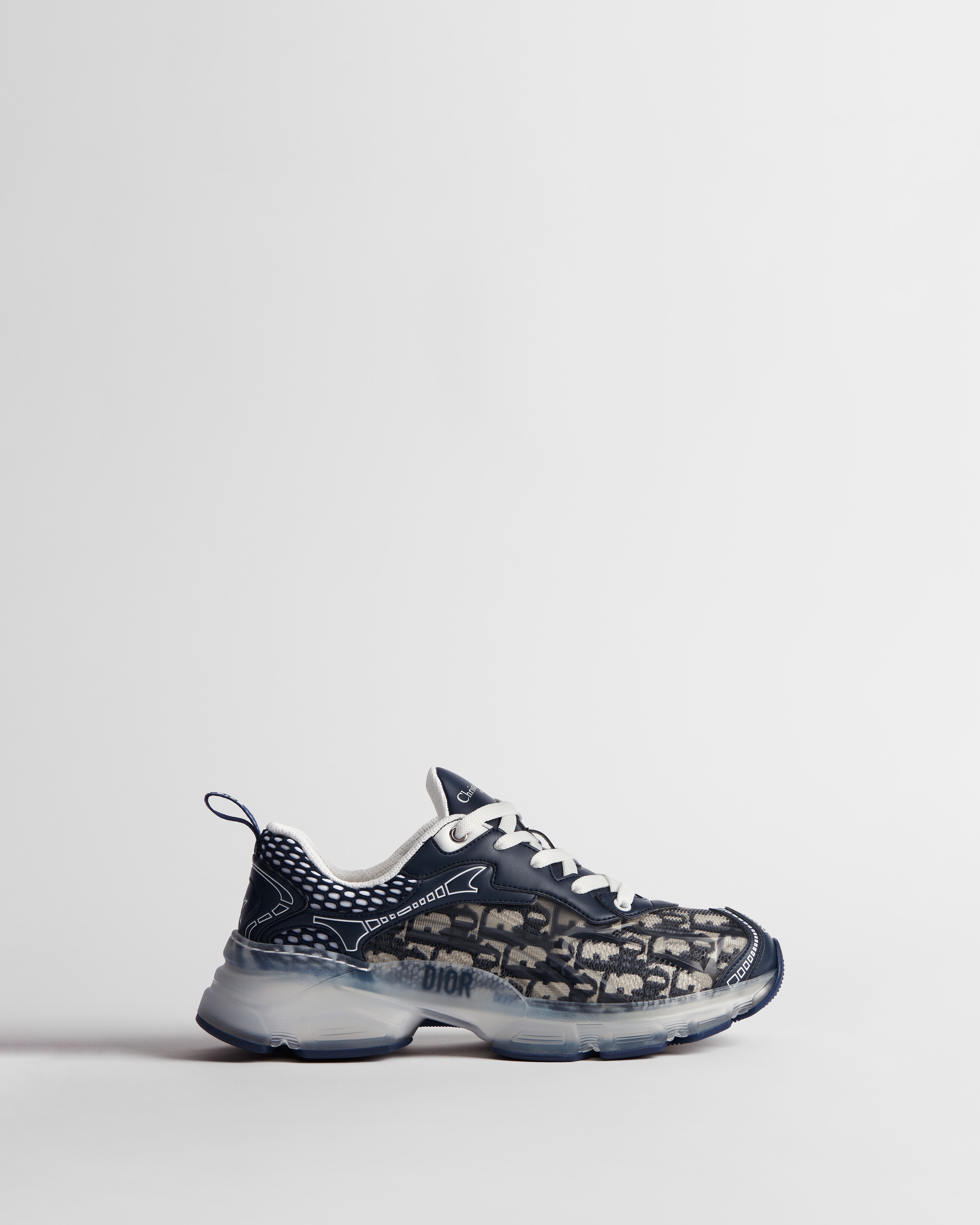 Dior Chrono Sneaker White Mesh and Silver-Tone Laminated Leather-Effect ...