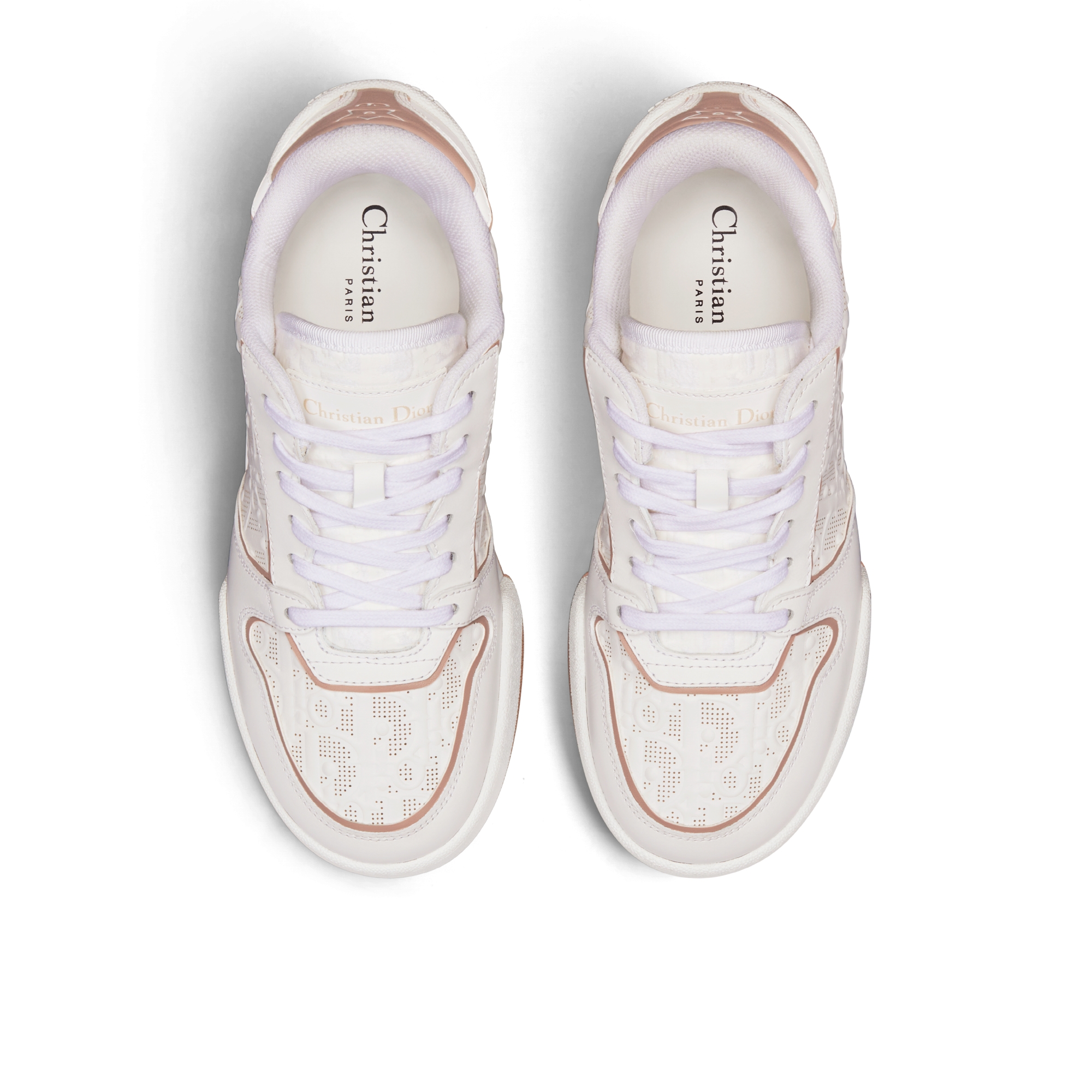 DIOR One スニーカー Dior One Sneaker White and Nude Dior Oblique Perforated Calfskin