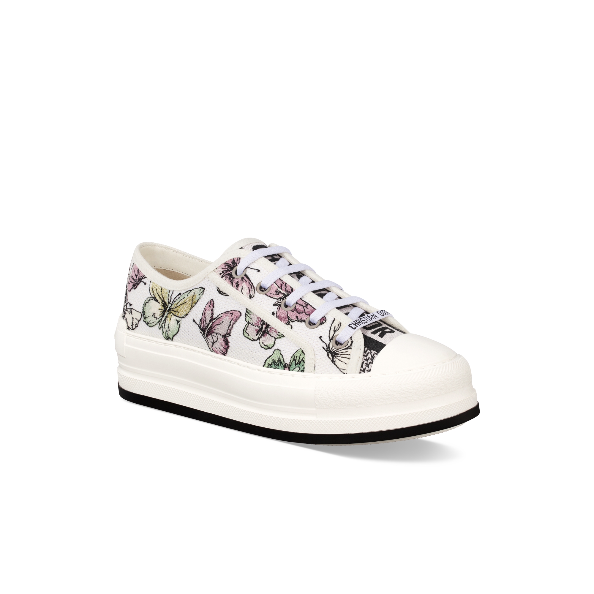 Sneaker à plateforme Walk'n'Dior Coton brodé du motif Butterfly blanc et violet E03