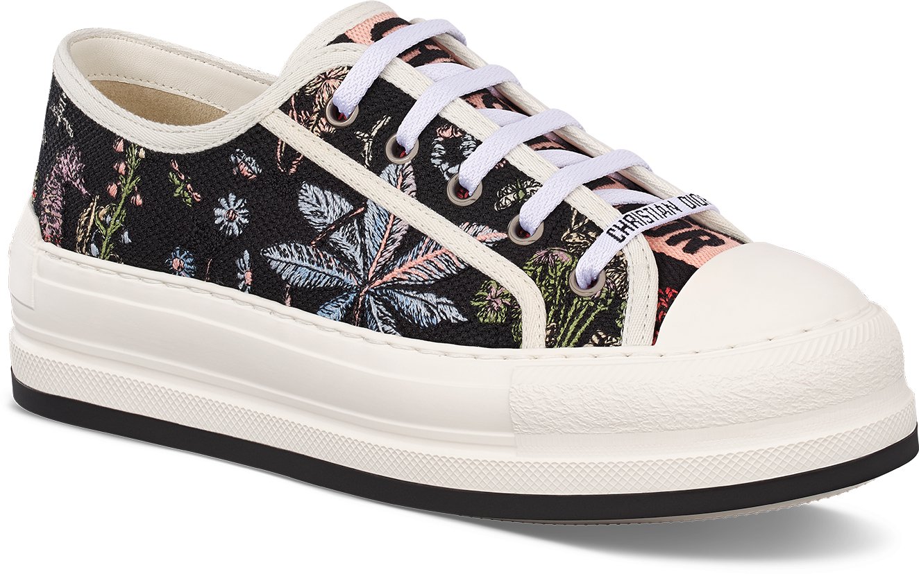 Walk'n'Dior Platform Sneaker Black Multicolor Embroidered Cotton with Dior  Cabinet de Curiosités Motif | DIOR