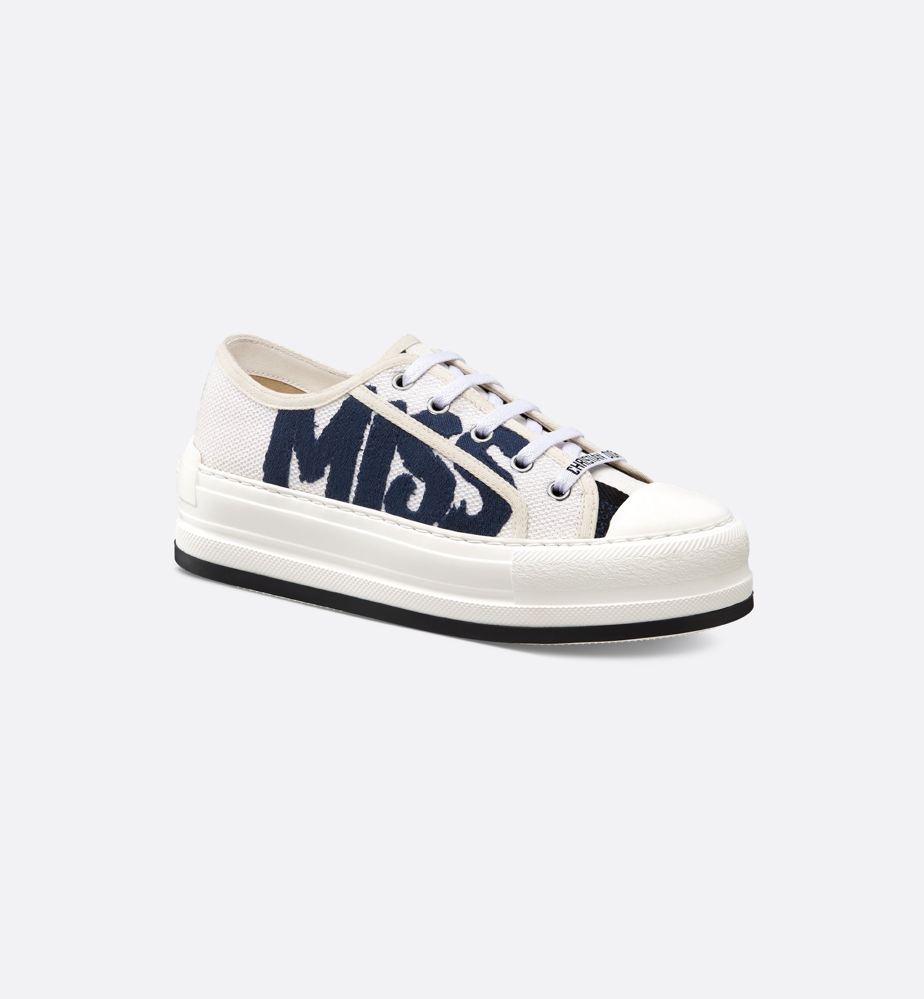 Walk'n'Dior Platform Sneaker White and Deep Blue Embroidered Walk'n'Dior Platform Sneaker White and Deep Blue Embroidered