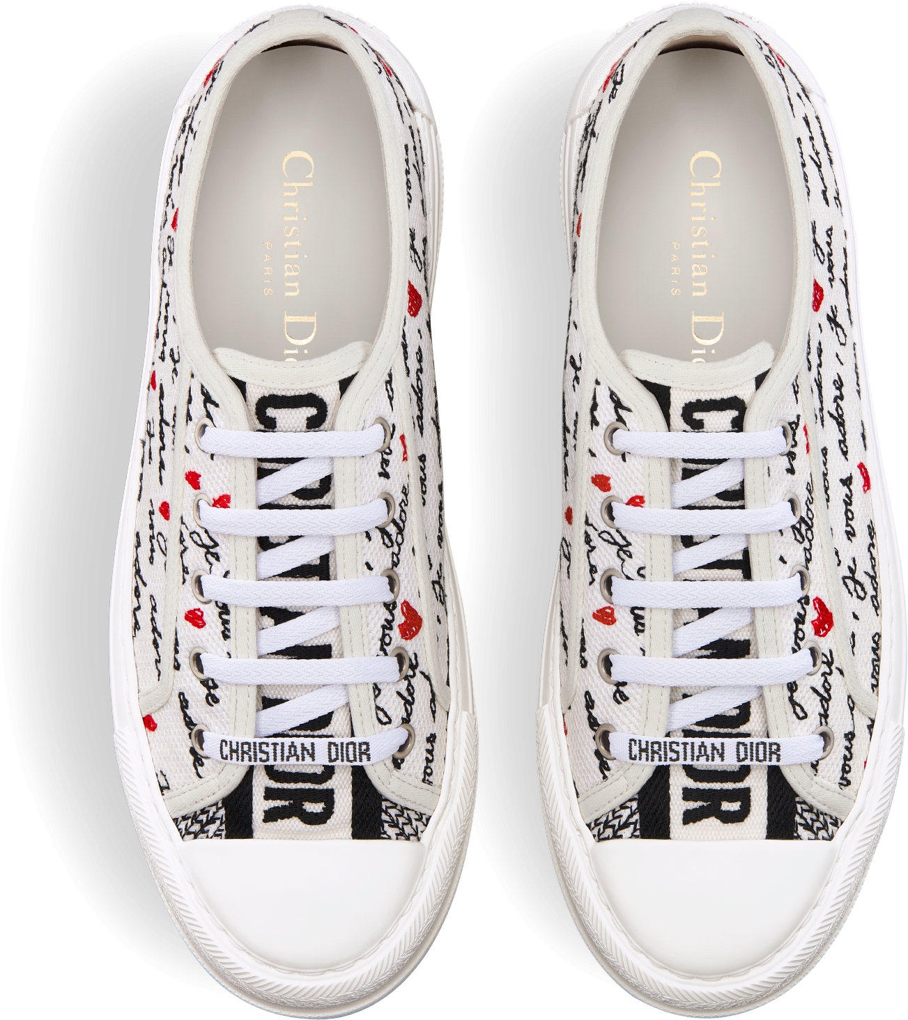 Dioramour Walk'n'Dior Platform Sneaker White Cotton with Embroidered