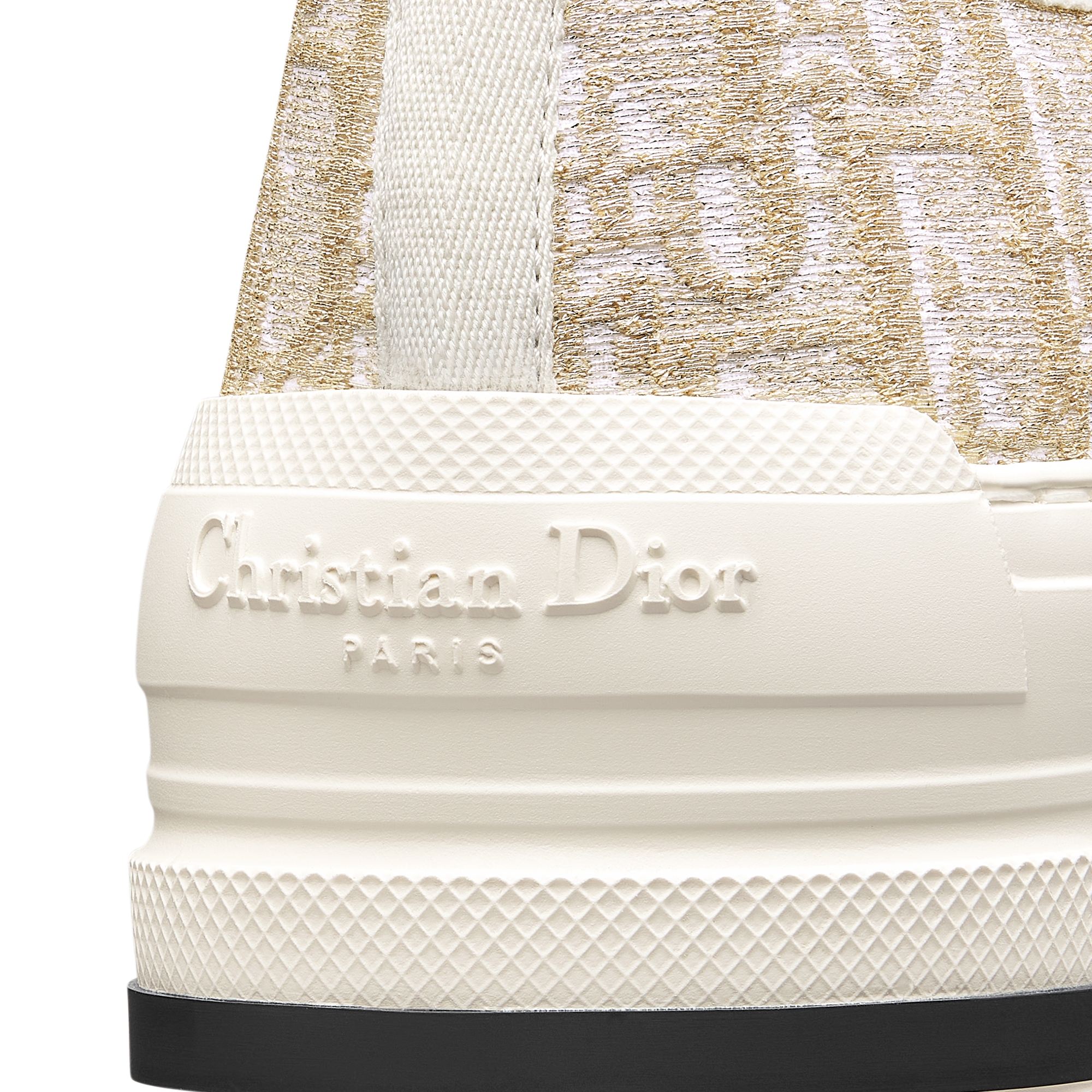Walk'n'Dior Platform Sneaker White Cotton with Dior Oblique Embroidery in Gold-Tone Metallic Thread E09