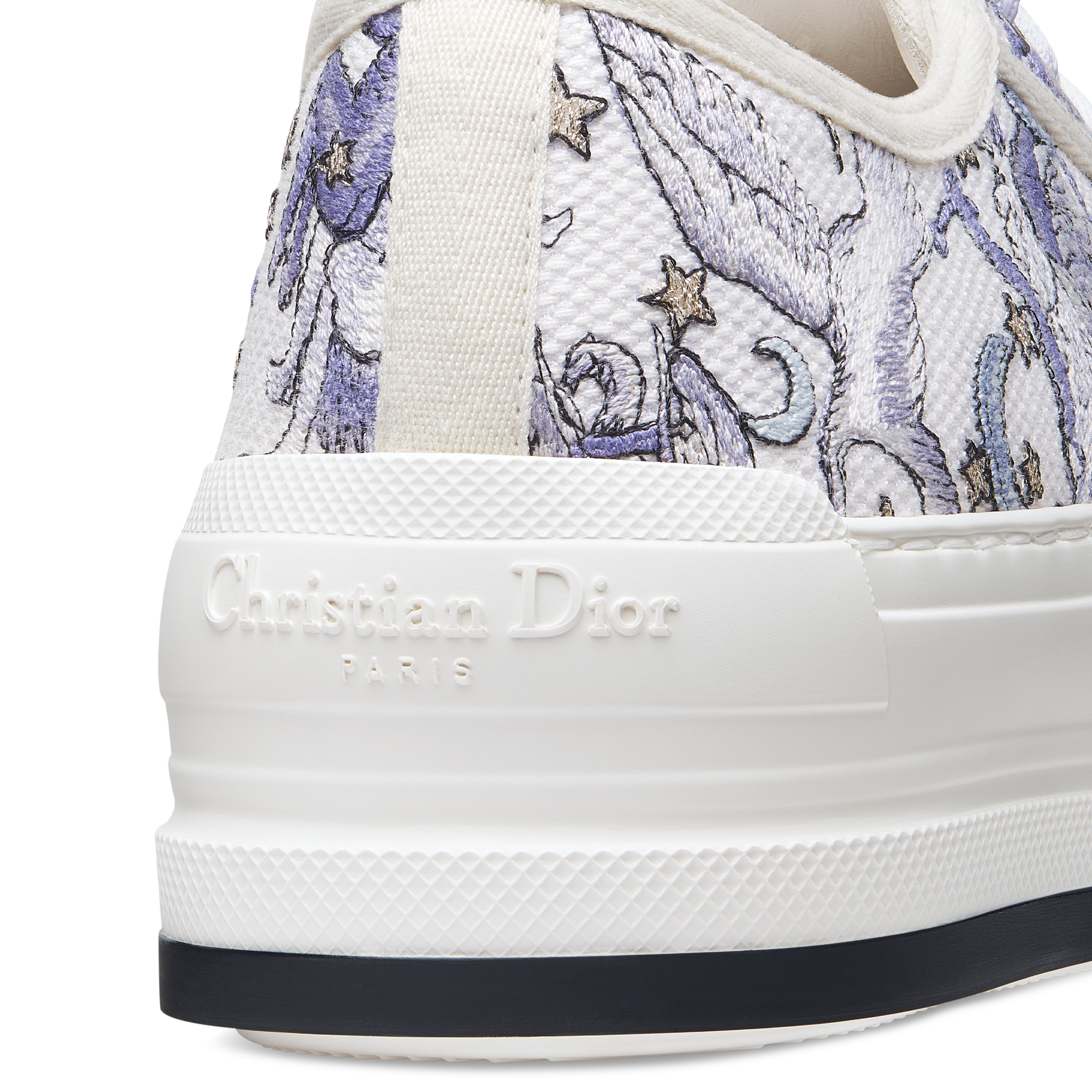 Dior Lucky Walk'n'Dior Platform Sneaker Blue and White Dior Night of Dreams Embroidered Cotton E09