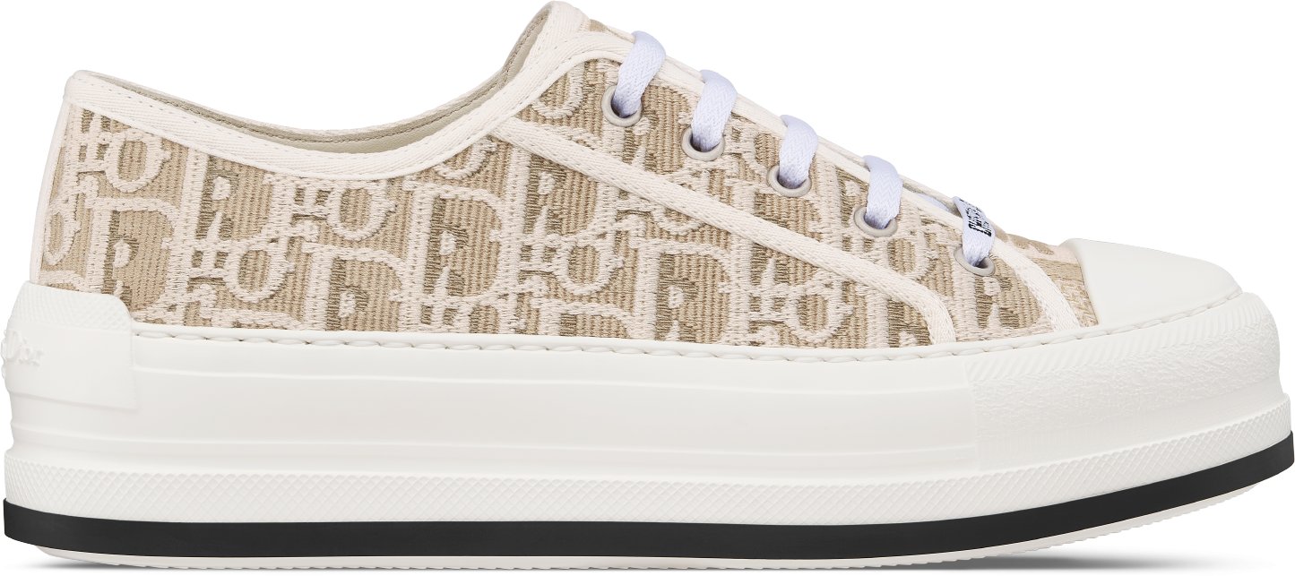 Walk'n'Dior 厚底運動鞋 aria_profileView 米色 Dior Oblique 刺繡棉