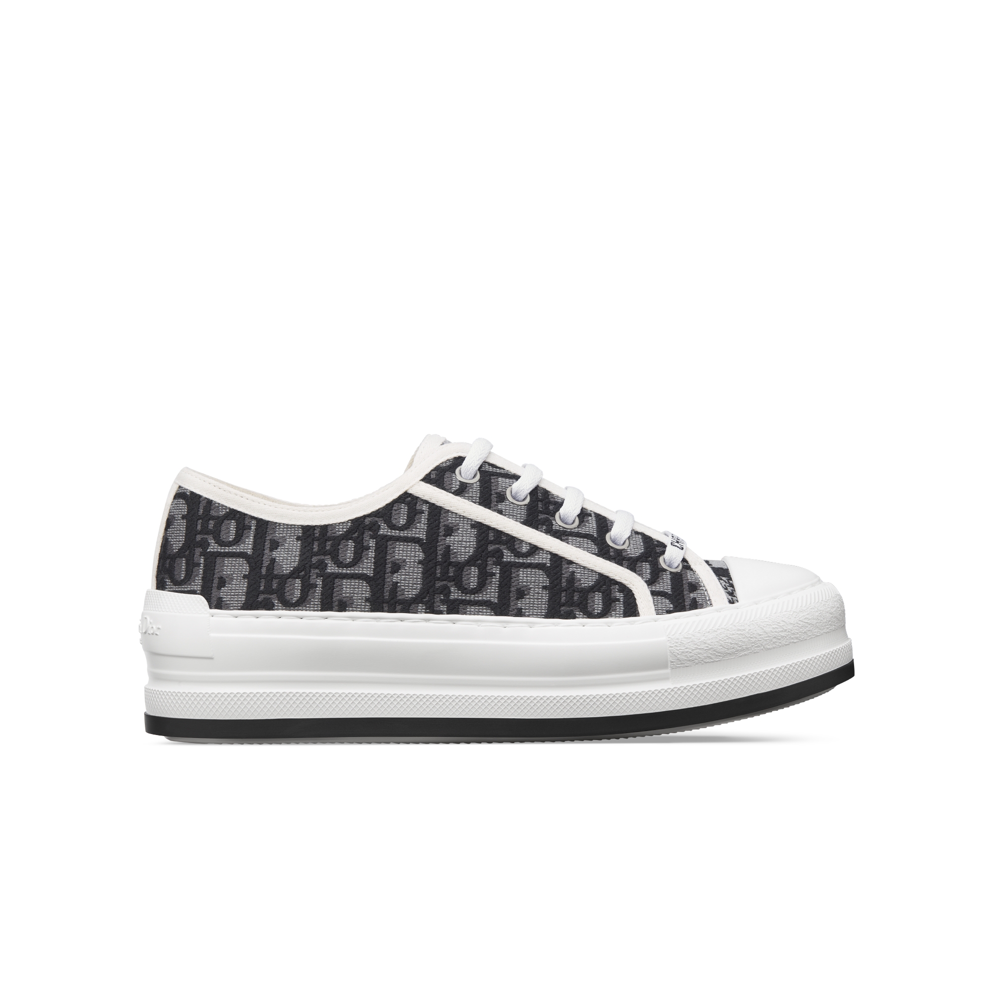 Walk'n'Dior Plateausneaker Dior Oblique Baumwolle mit Stickerei in sattem Grau E02