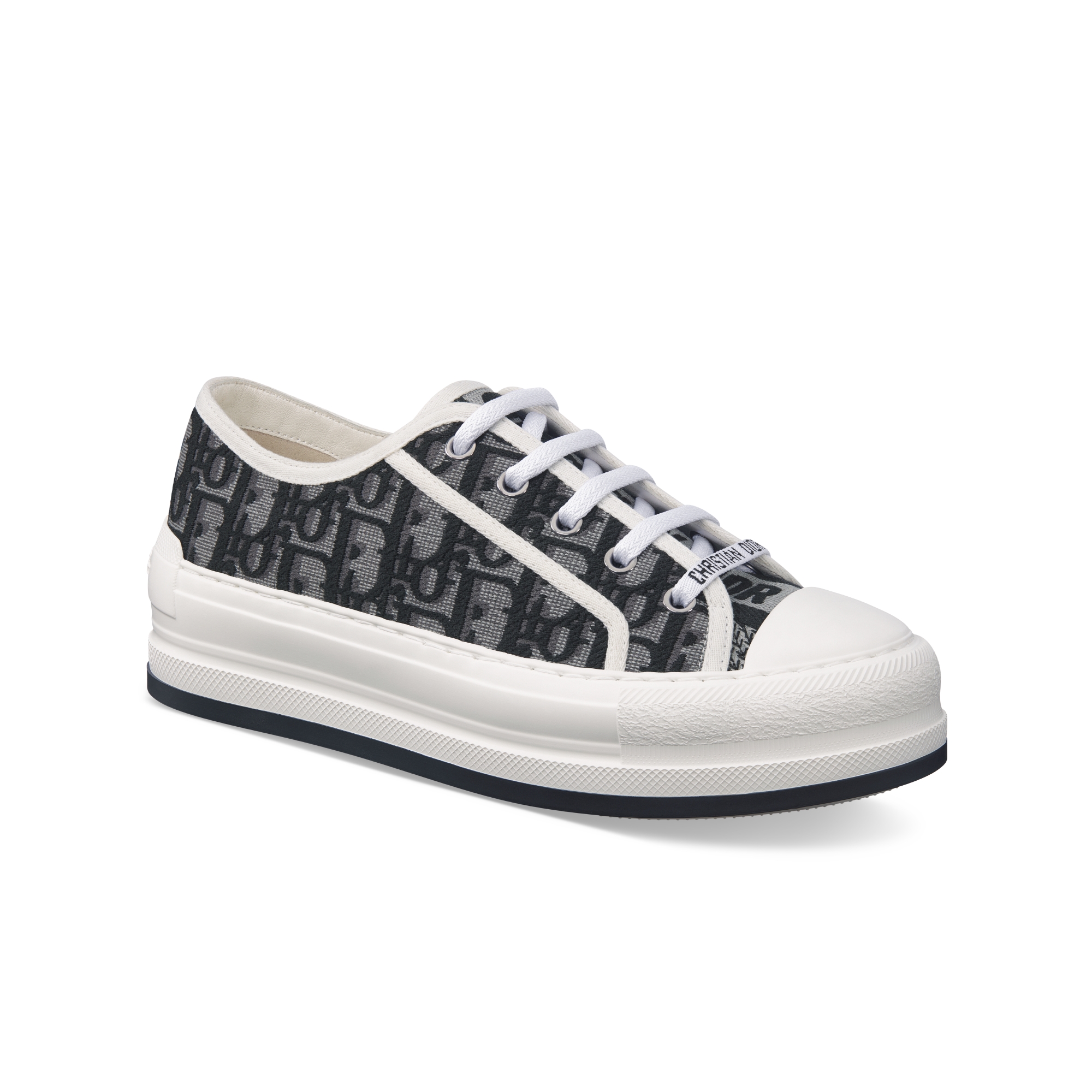 Walk'n'Dior Platform Sneaker Deep Gray Dior Oblique Embroidered Cotton E03