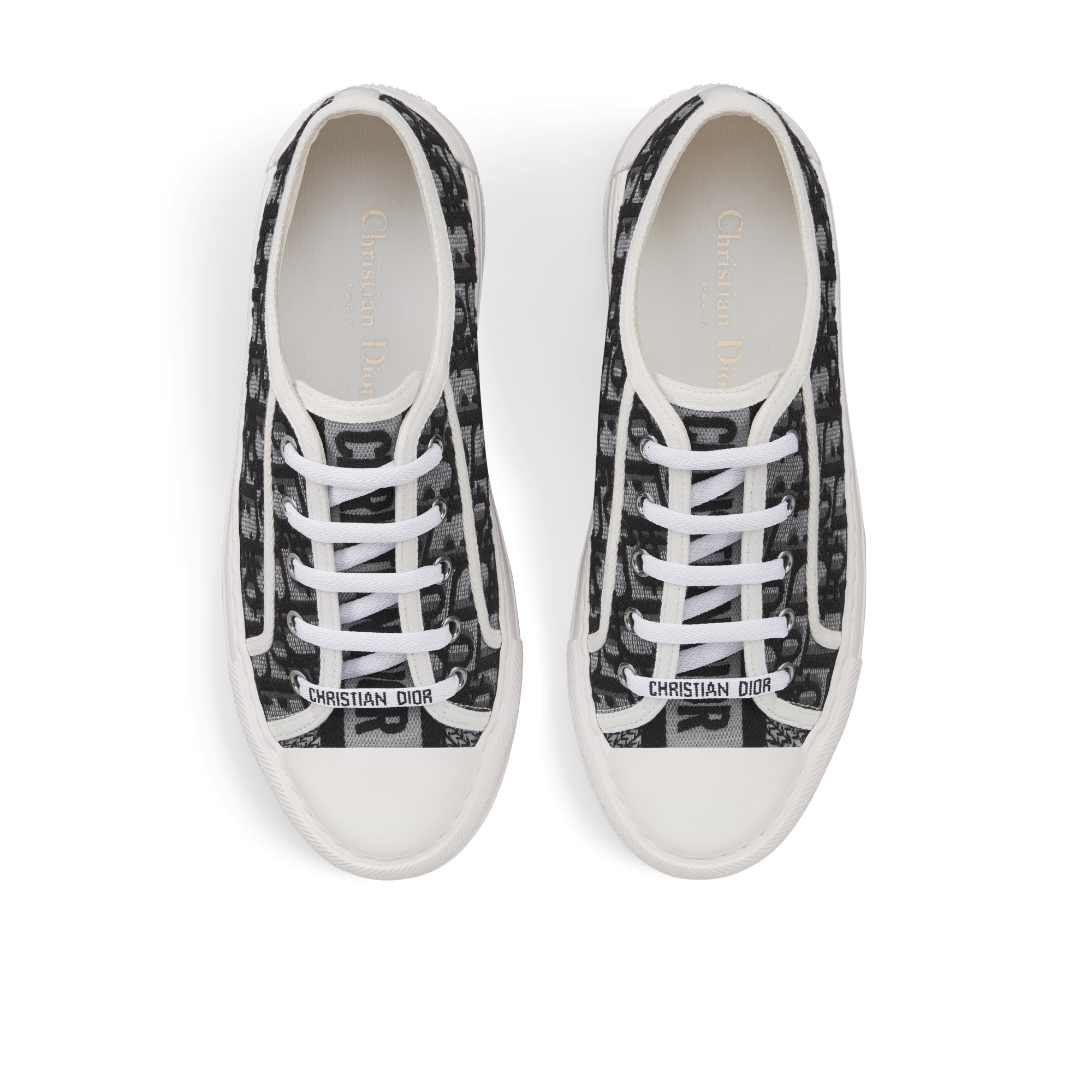 Sneaker à plateforme Walk'n'Dior Coton brodé du motif Dior Oblique gris foncé E06