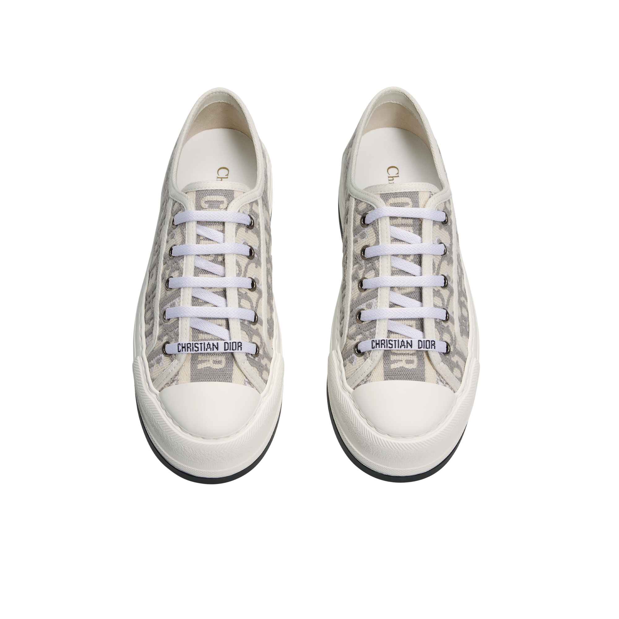 Walk'n'Dior Platform Sneaker Stone Gray Dior Oblique Embroidered Cotton E06