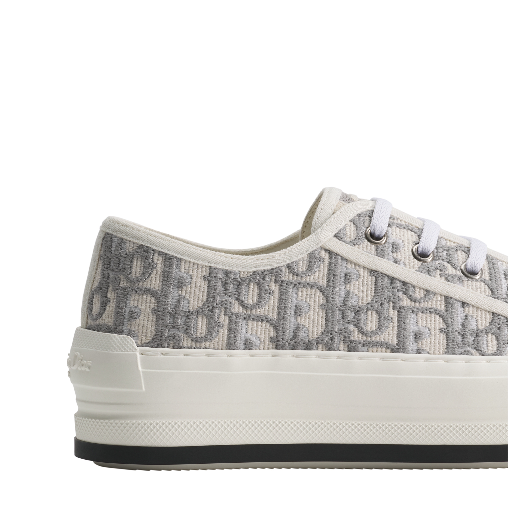 Walk'n'Dior Platform Sneaker Stone Gray Dior Oblique Embroidered Cotton E09