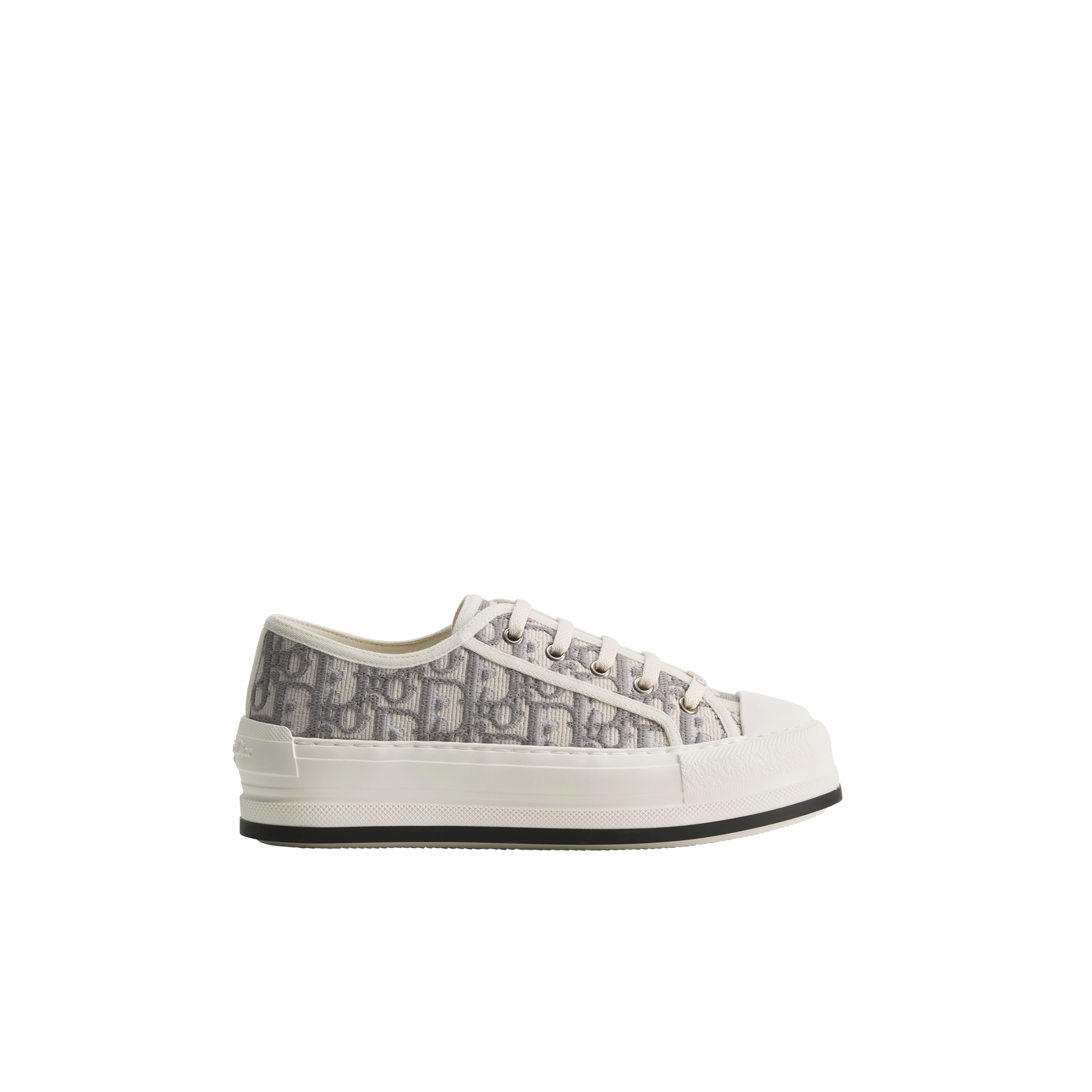 Walk'n'Dior Platform Sneaker Stone Gray Dior Oblique Embroidered Cotton E10