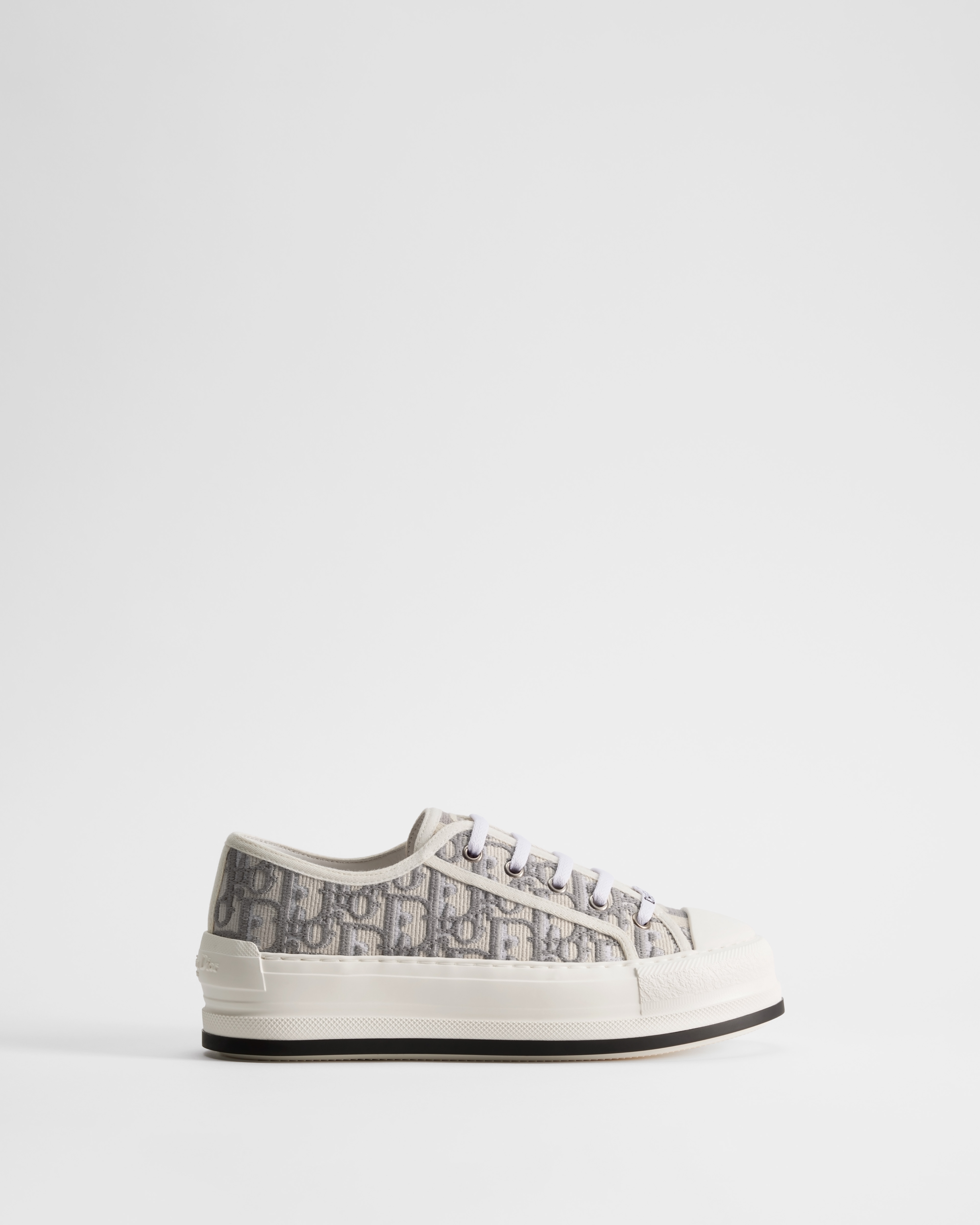 Walk'n'Dior Platform Sneaker Stone Gray Dior Oblique Embroidered Cotton E02