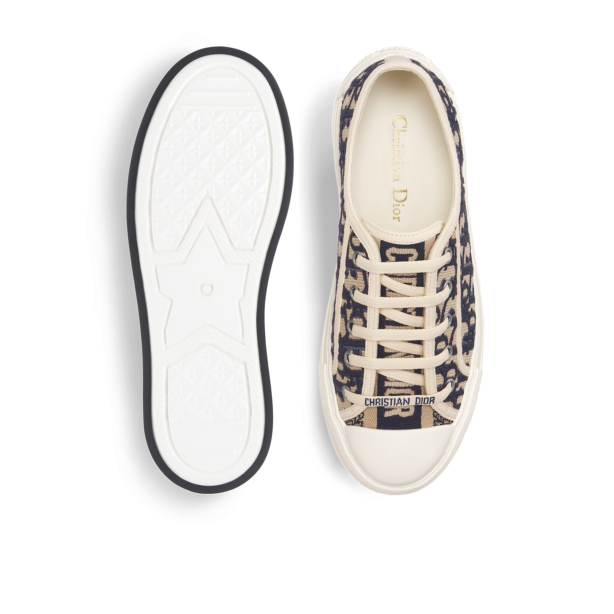 Walk'n'Dior Platform Sneaker Deep Blue Dior Oblique Embroidered Cotton E10