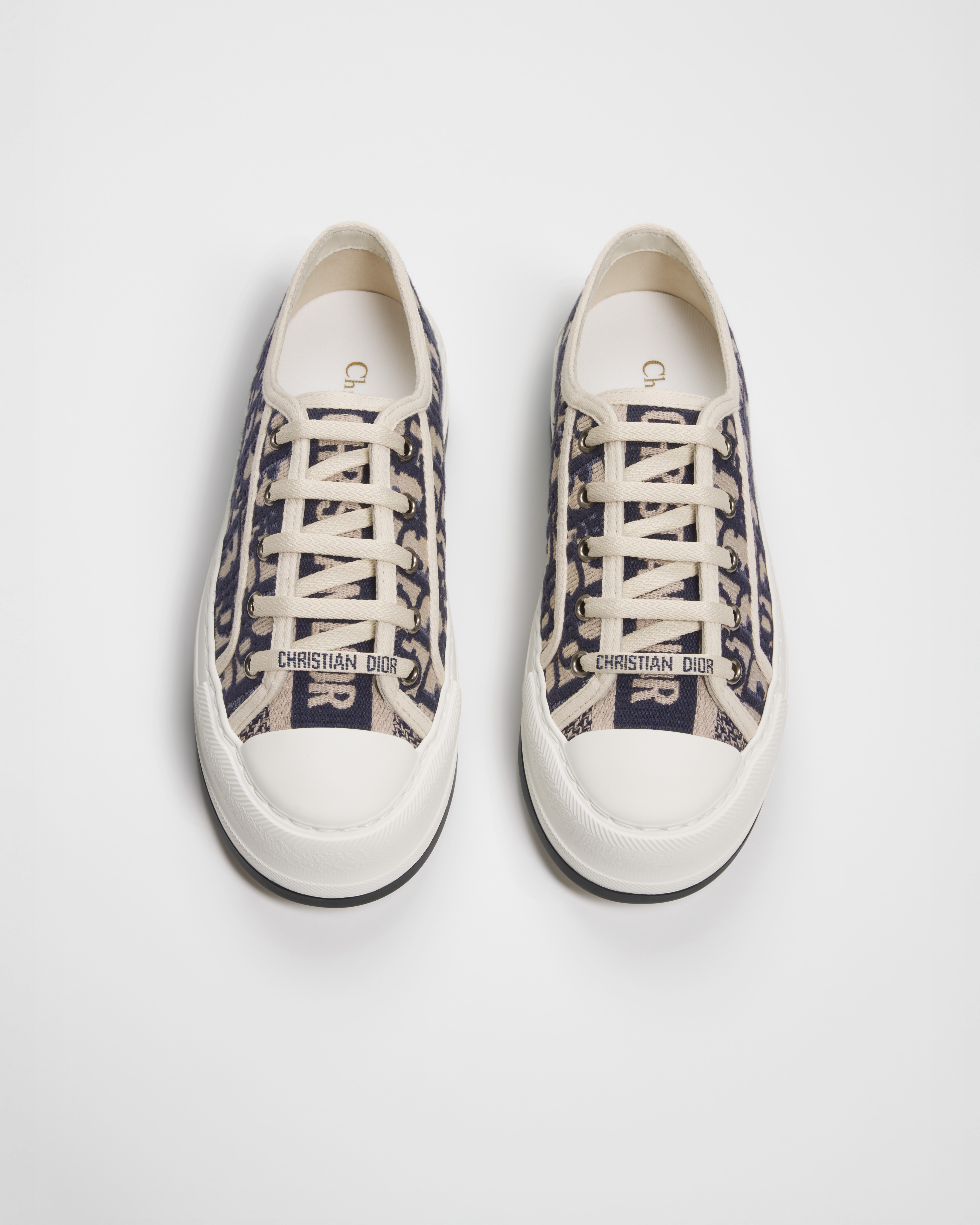 Sneaker plataforma Walk'n'Dior Algodão com bordado Dior Oblique azul-escuro E06