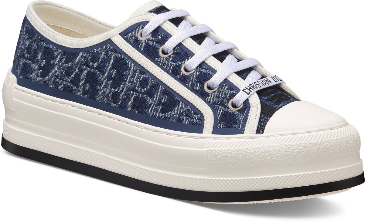 Walk n Dior Platform Sneaker Blue Stonewashed Effect Cotton Denim Embroidered with Dior Oblique Motif DIOR