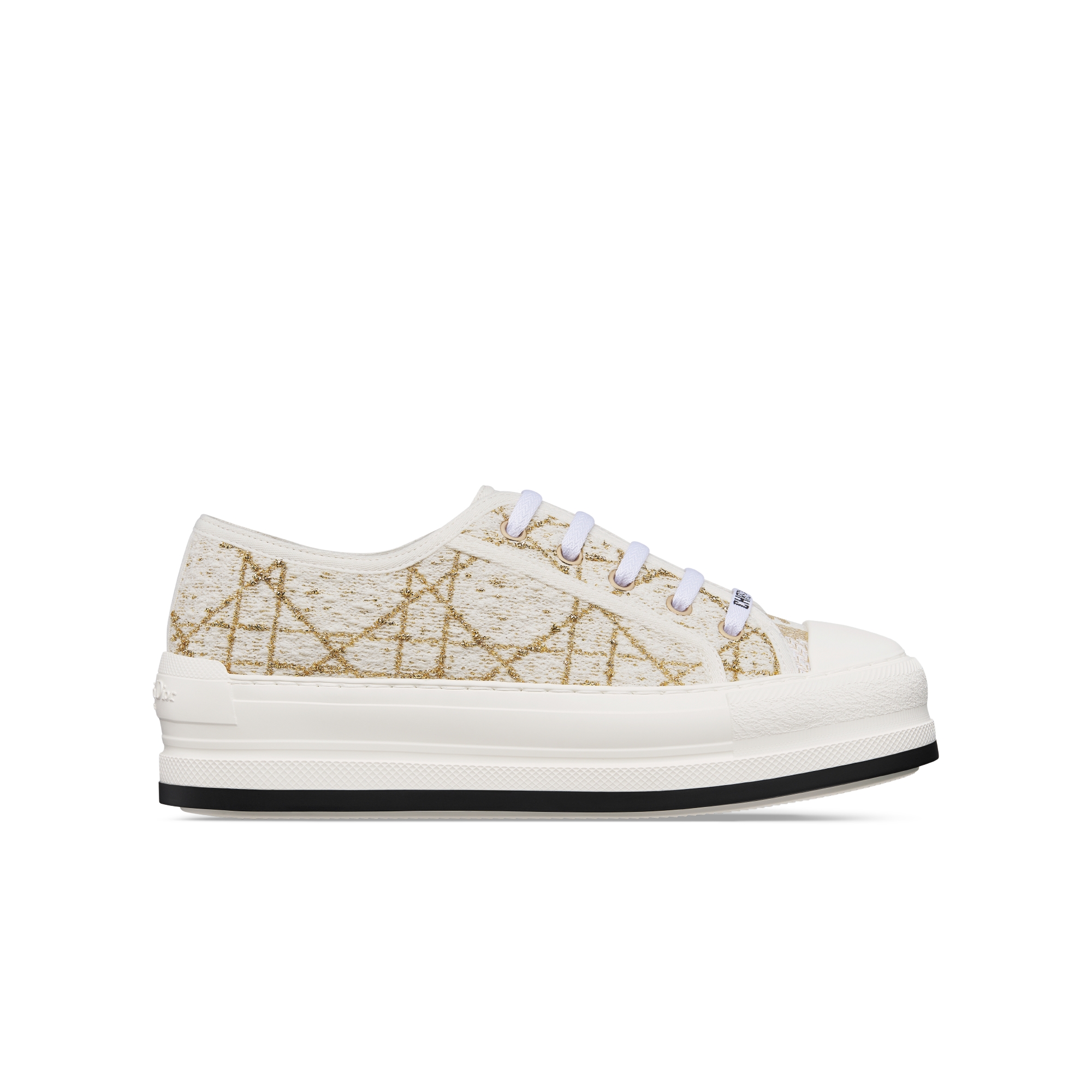 Walk'n'Dior Platform Sneaker White Cannage Tweed and Gold-Tone Metallic Thread E02