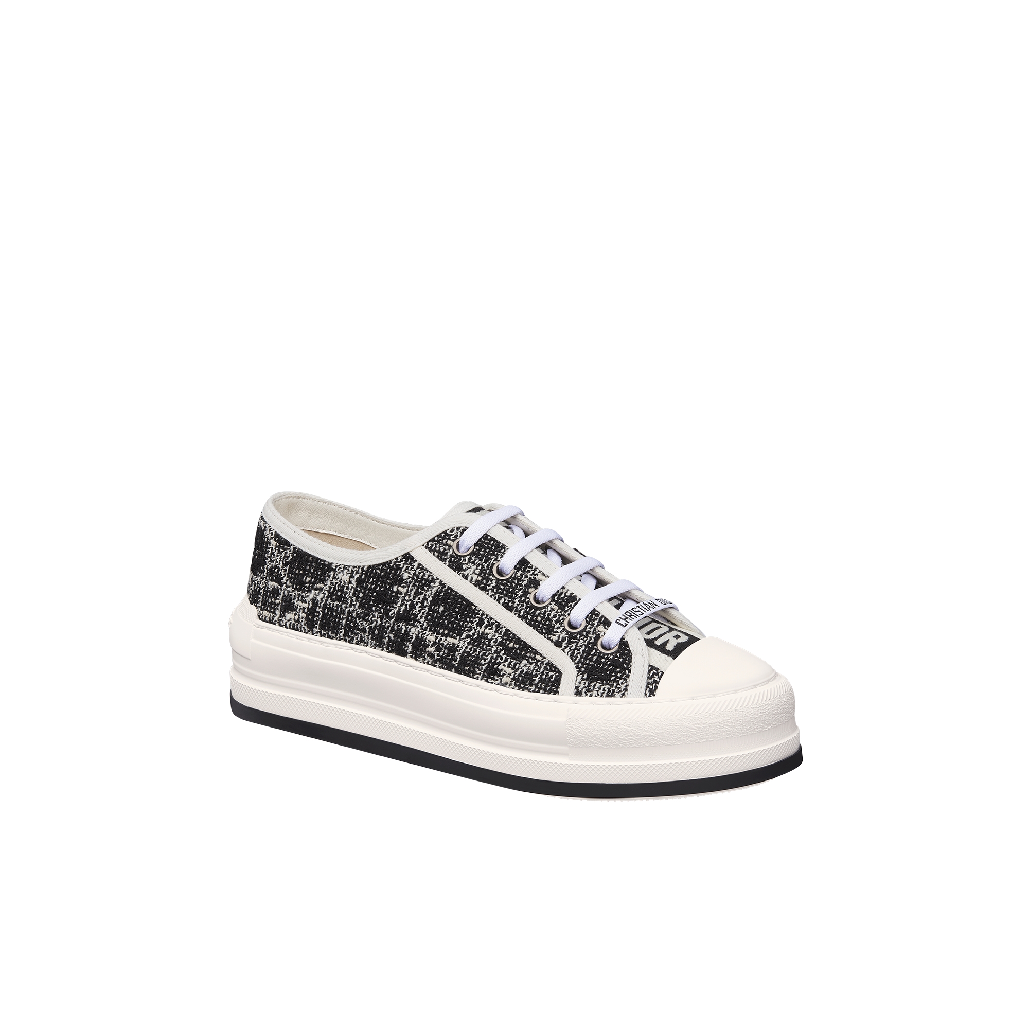 Walk'n'Dior Platform Sneaker Black Tweed with White Microcannage Motif E03