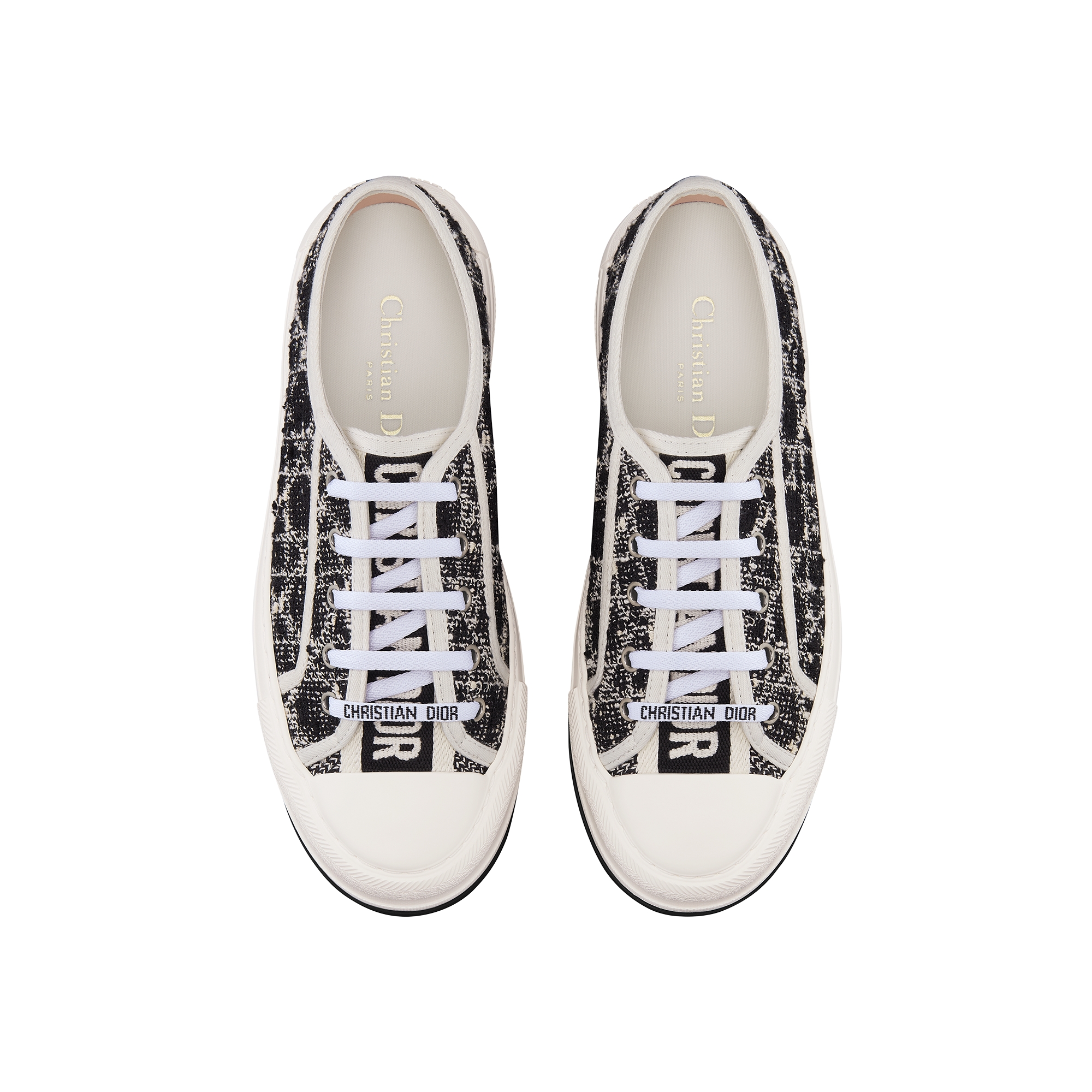 Walk'n'Dior Platform Sneaker Black Tweed with White Microcannage Motif E06