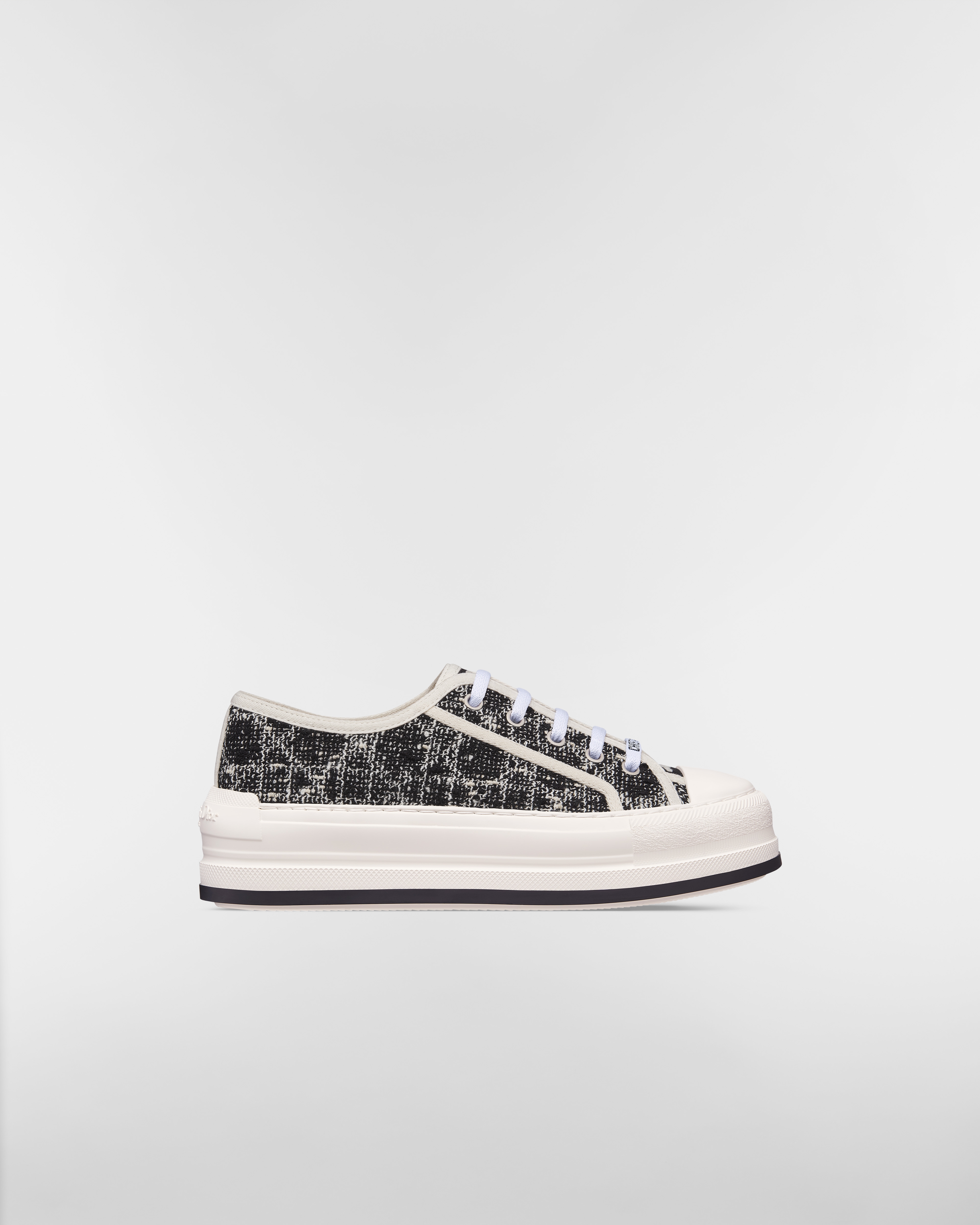 Walk'n'Dior Platform Sneaker Black Tweed with White Microcannage Motif E02