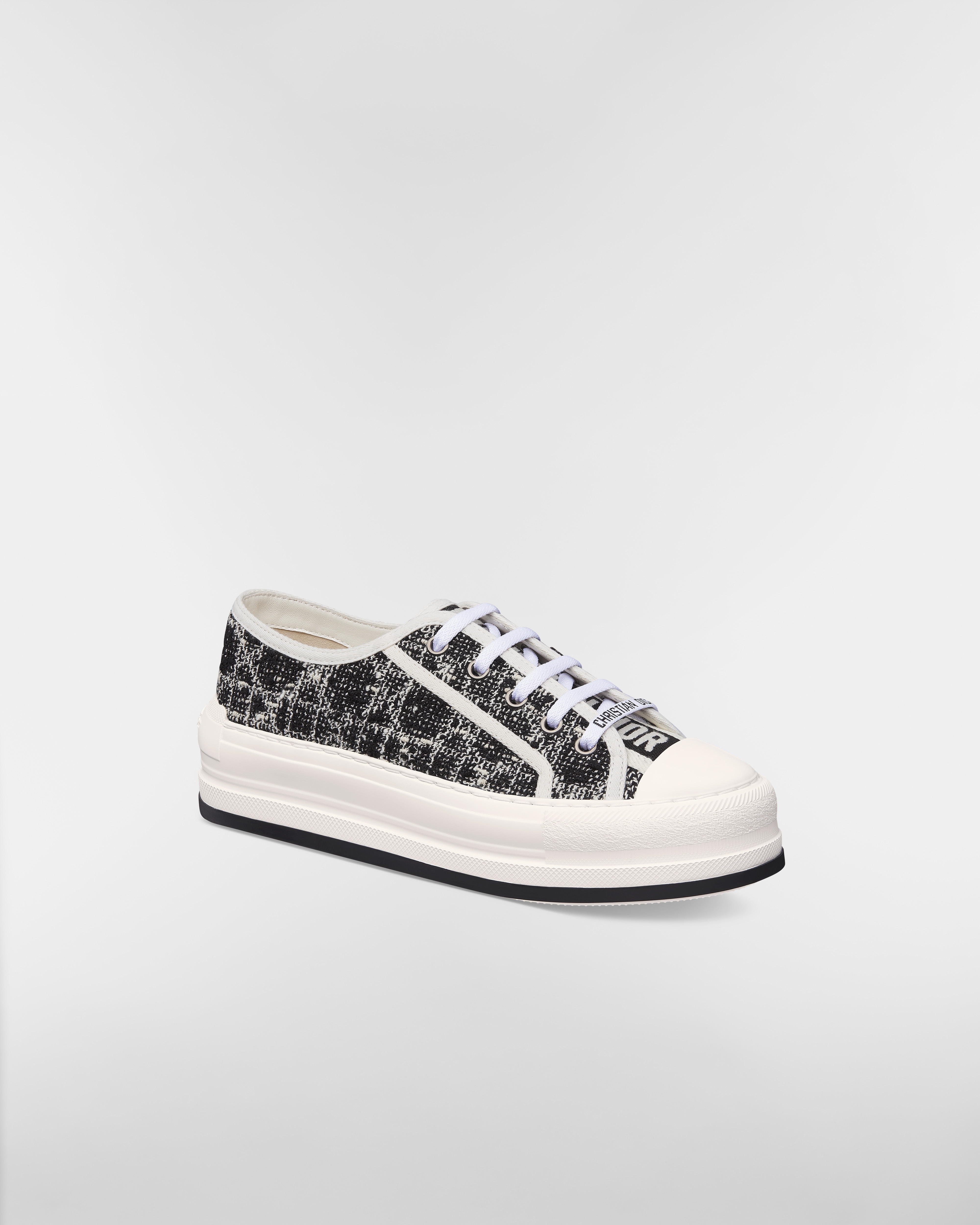 Walk'n'Dior Platform Sneaker Black Tweed with White Microcannage Motif E03