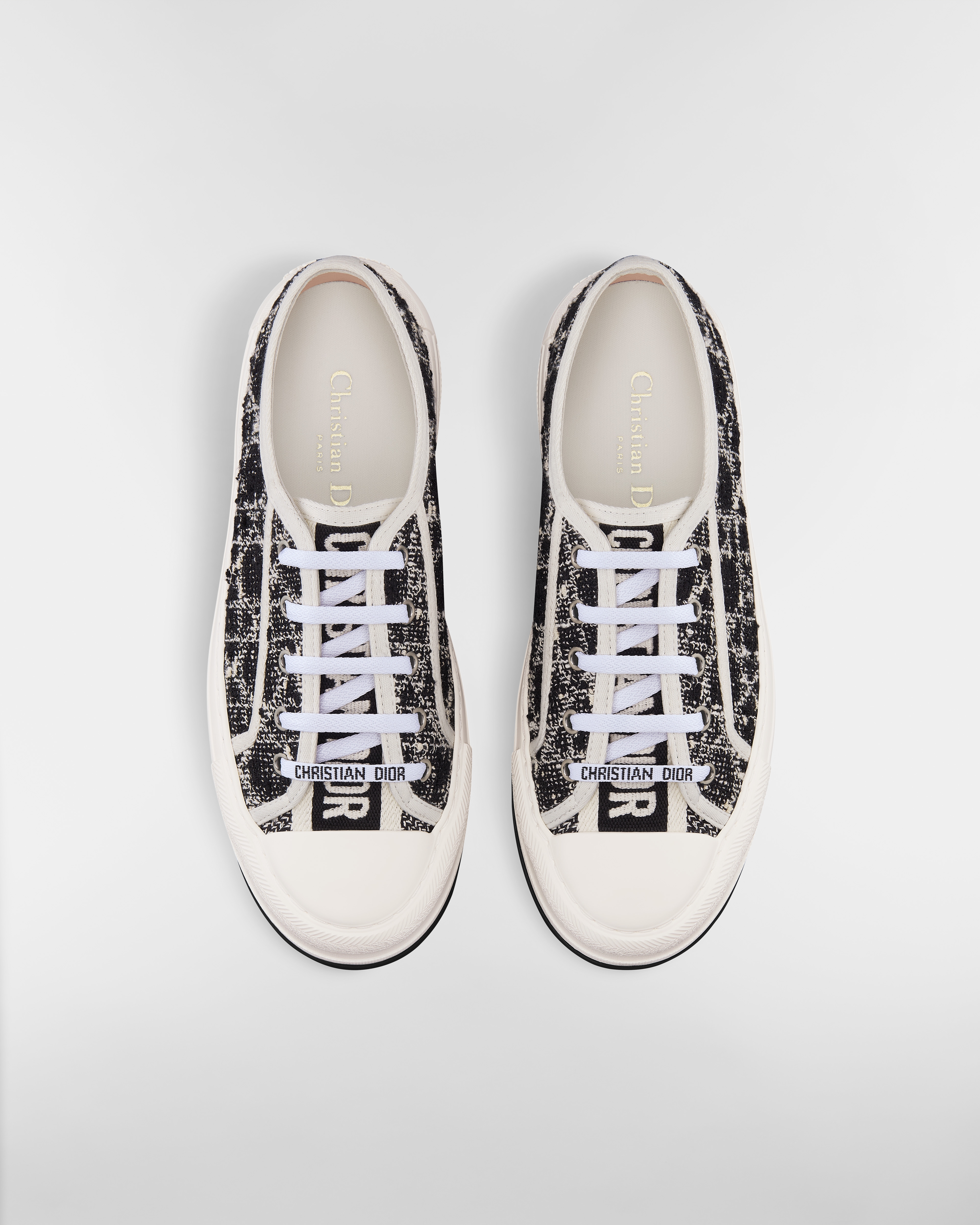 Walk'n'Dior Platform Sneaker Black Tweed with White Microcannage Motif E06