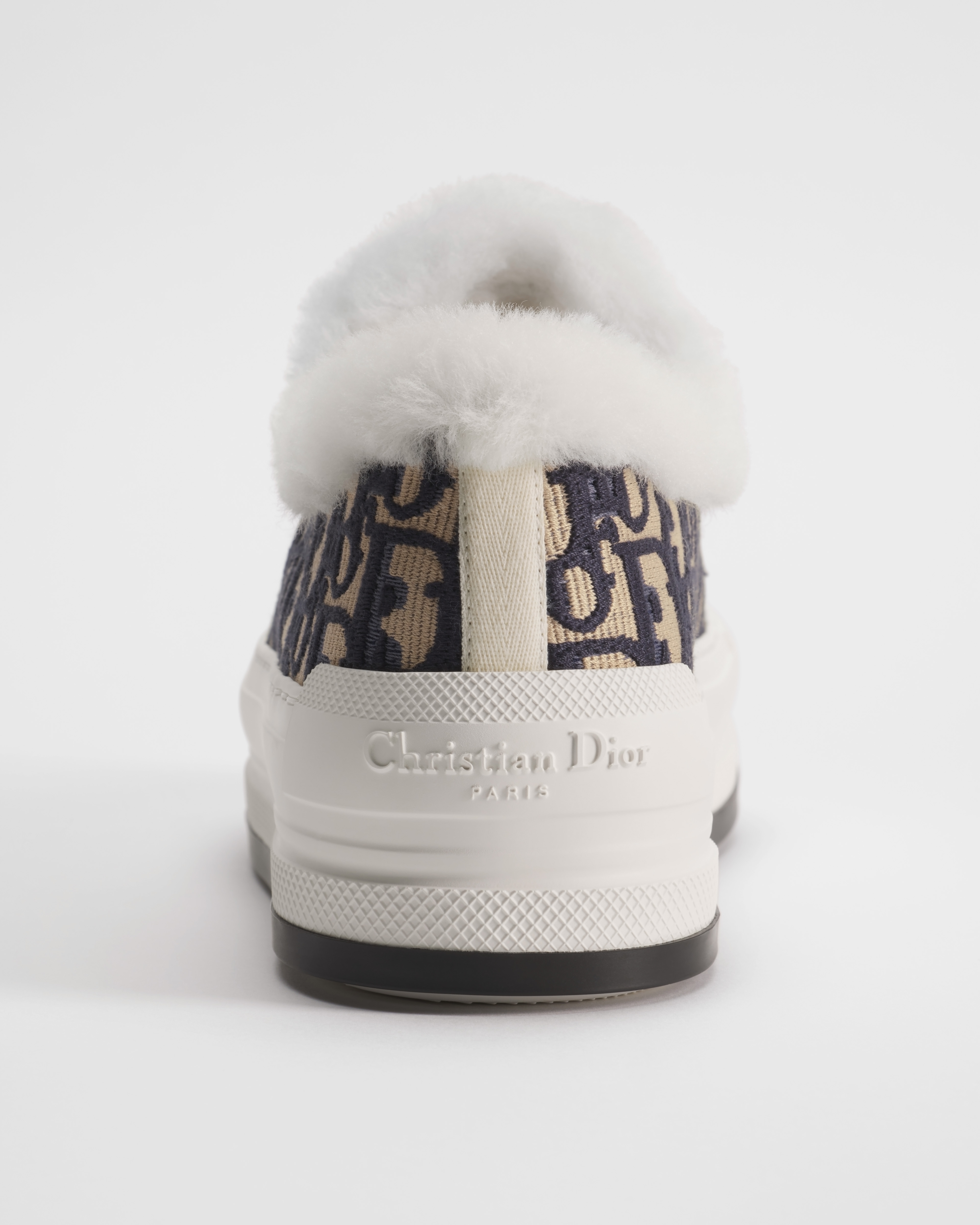Walk'n'Dior Platform Sneaker Deep Blue Dior Oblique Embroidered Cotton and White Shearling E08