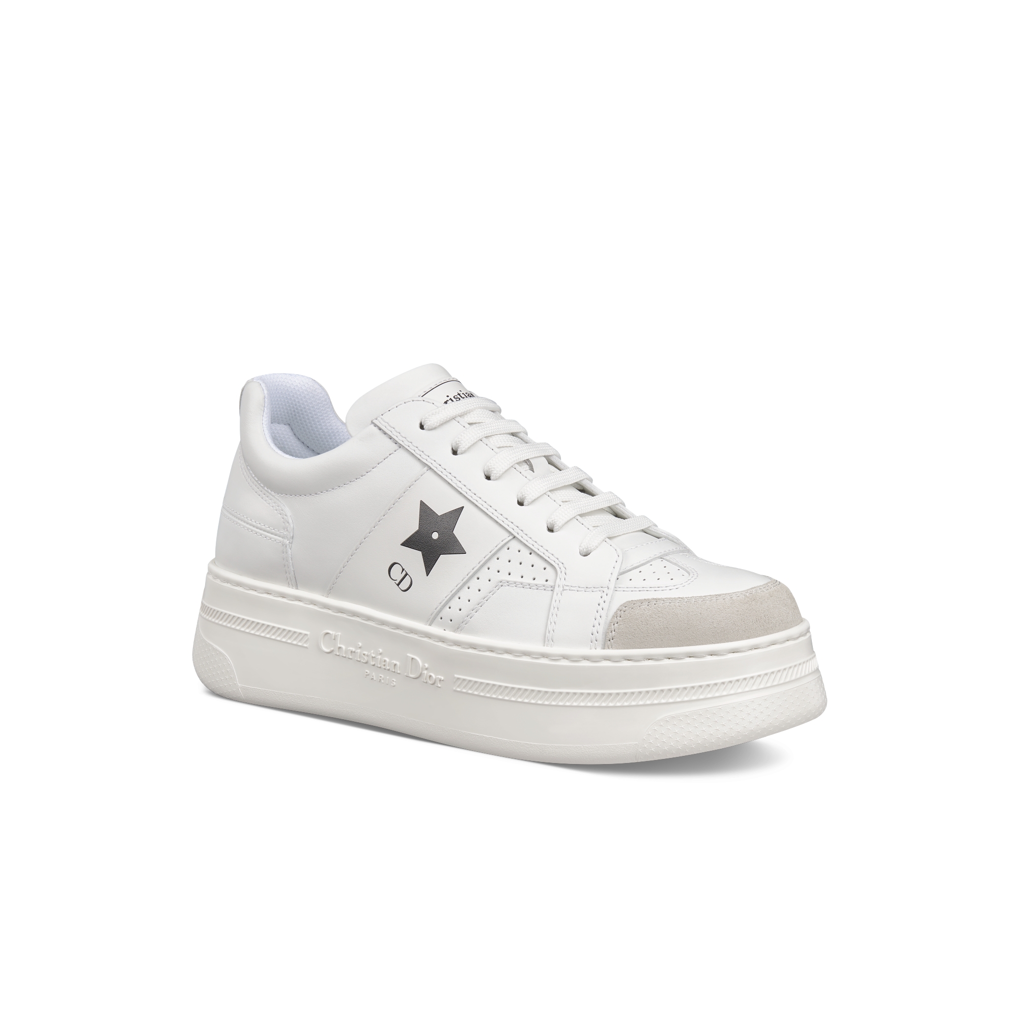 Dior Star Sneaker mit Plateausohle Kalbsleder und Kalbsveloursleder in Weiß E03