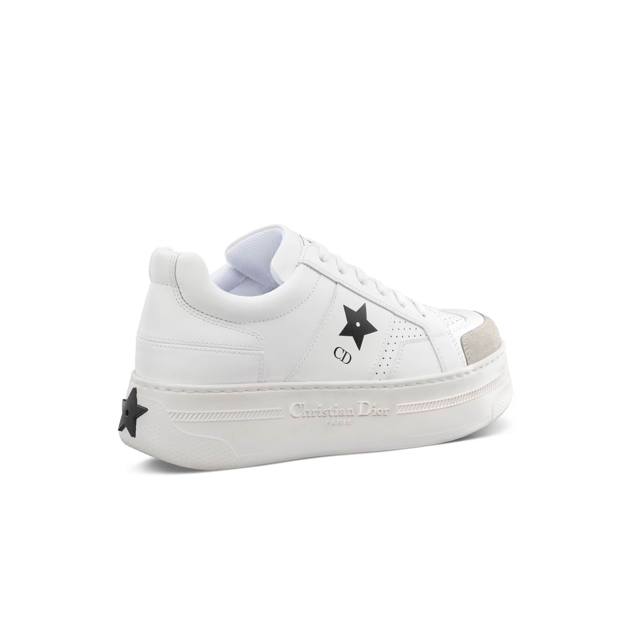 Dior Star Sneaker mit Plateausohle Kalbsleder und Kalbsveloursleder in Weiß E05
