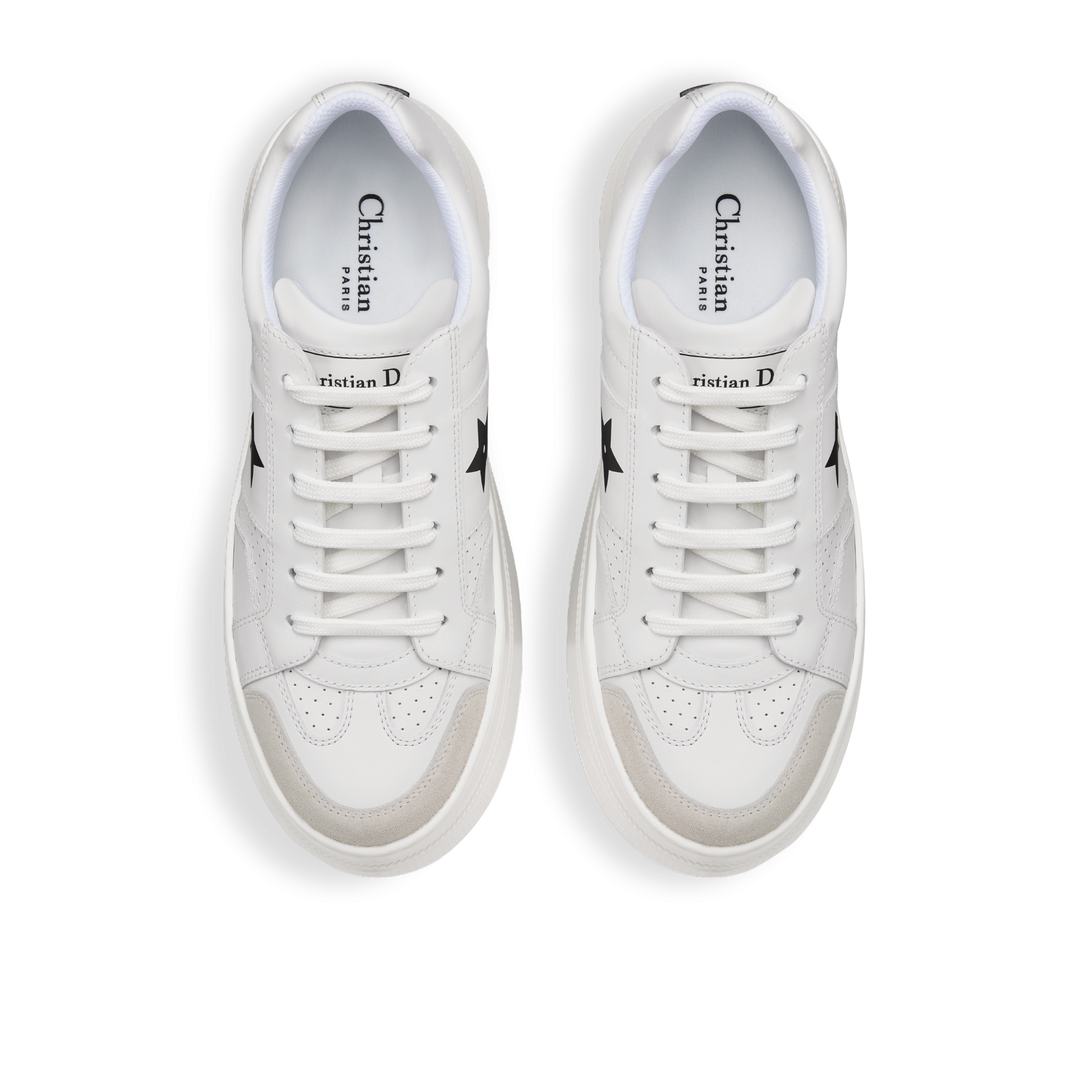 Dior Star Sneaker mit Plateausohle Kalbsleder und Kalbsveloursleder in Weiß E06