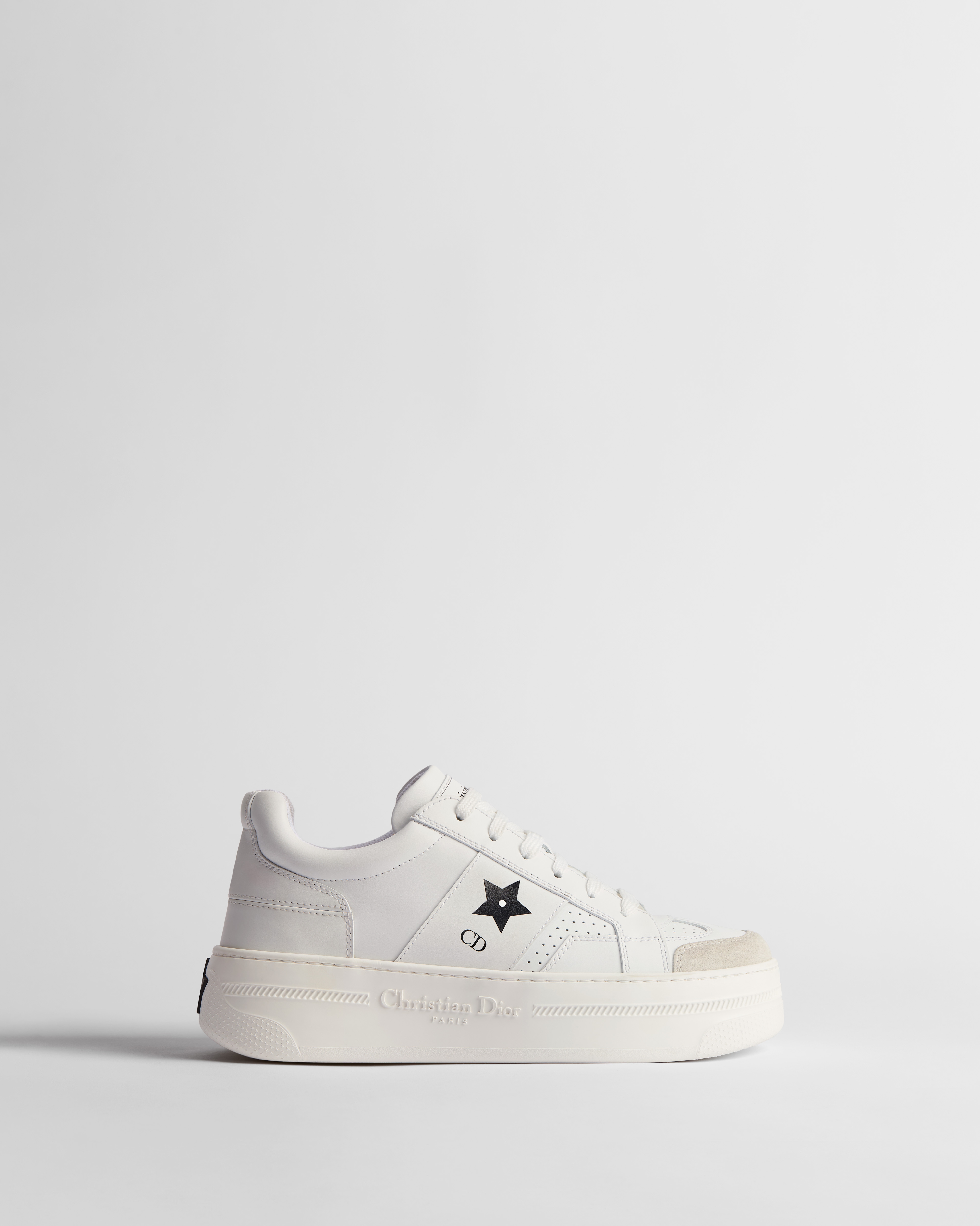 Dior Star Sneaker mit Plateausohle Kalbsleder und Kalbsveloursleder in Weiß E02