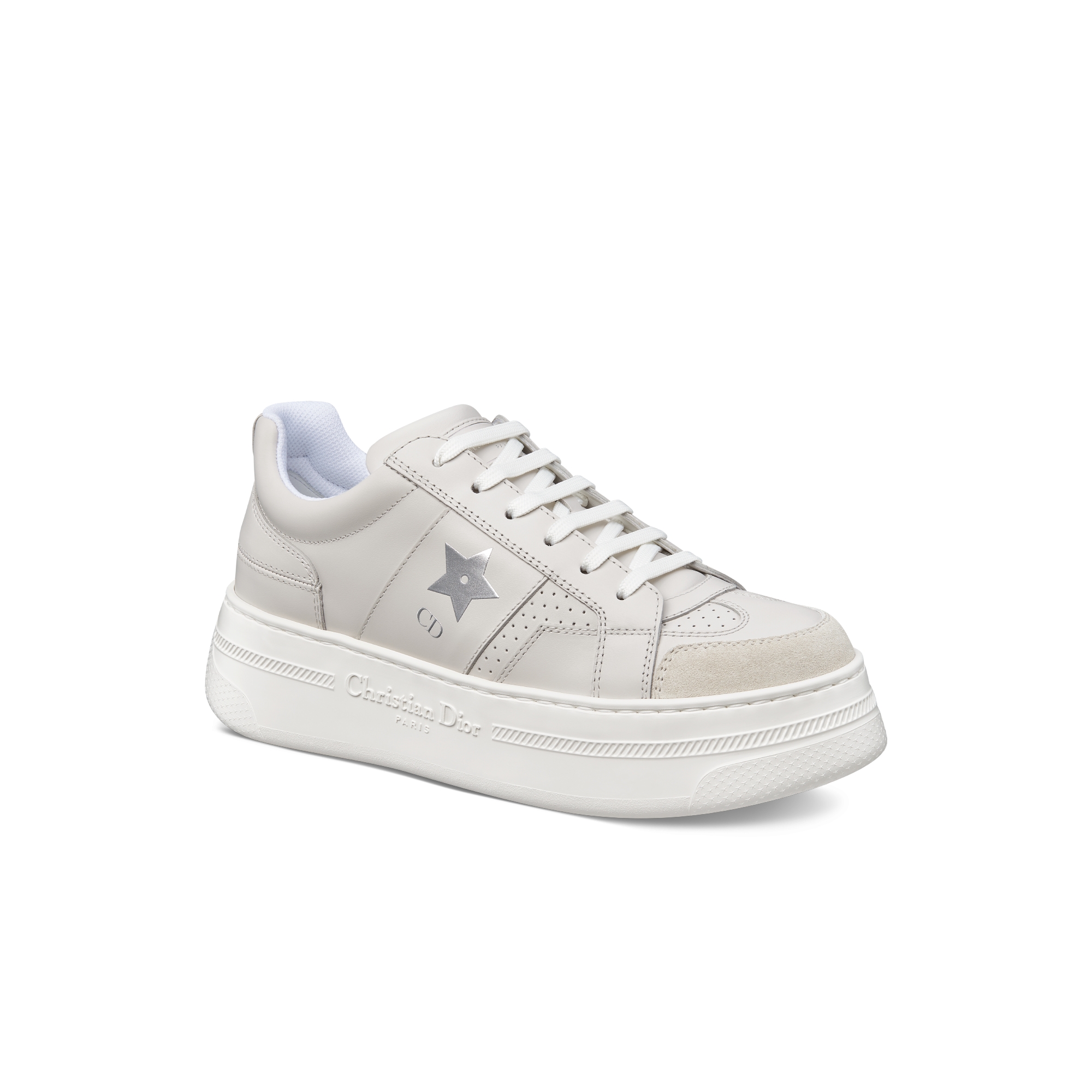 Dior Star Sneaker mit Plateausohle Kalbsleder und Kalbsveloursleder in Grau E03