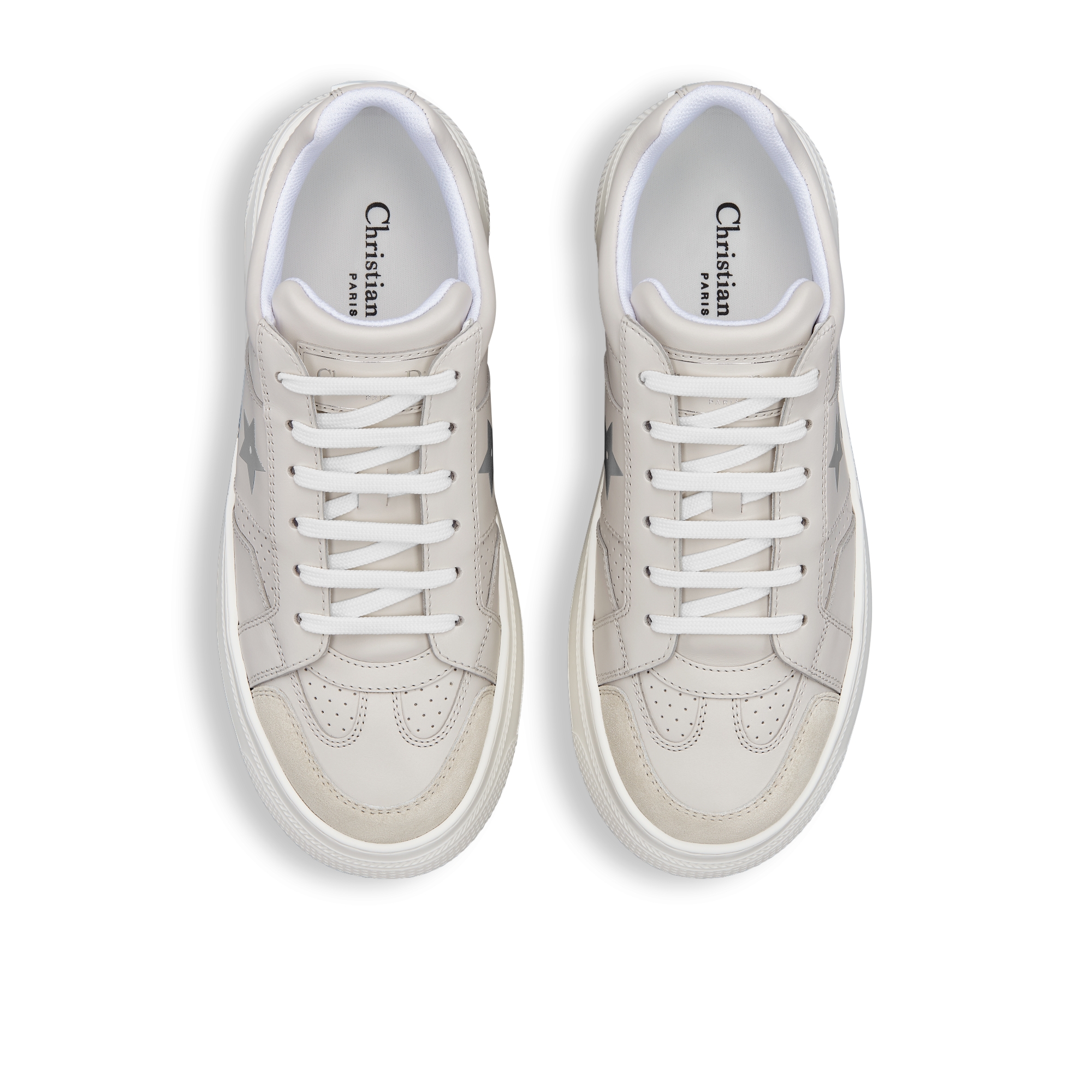 Dior Star Sneaker mit Plateausohle Kalbsleder und Kalbsveloursleder in Grau E06