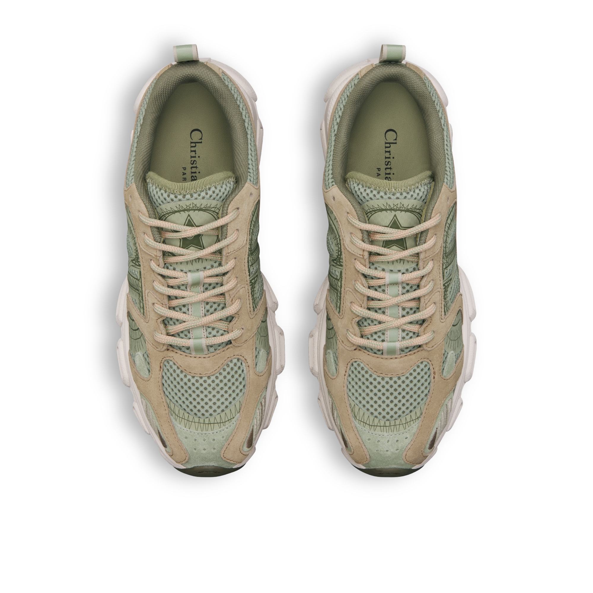 Dior Chrono Sneaker Khaki Mesh and Suede Calfskin E06