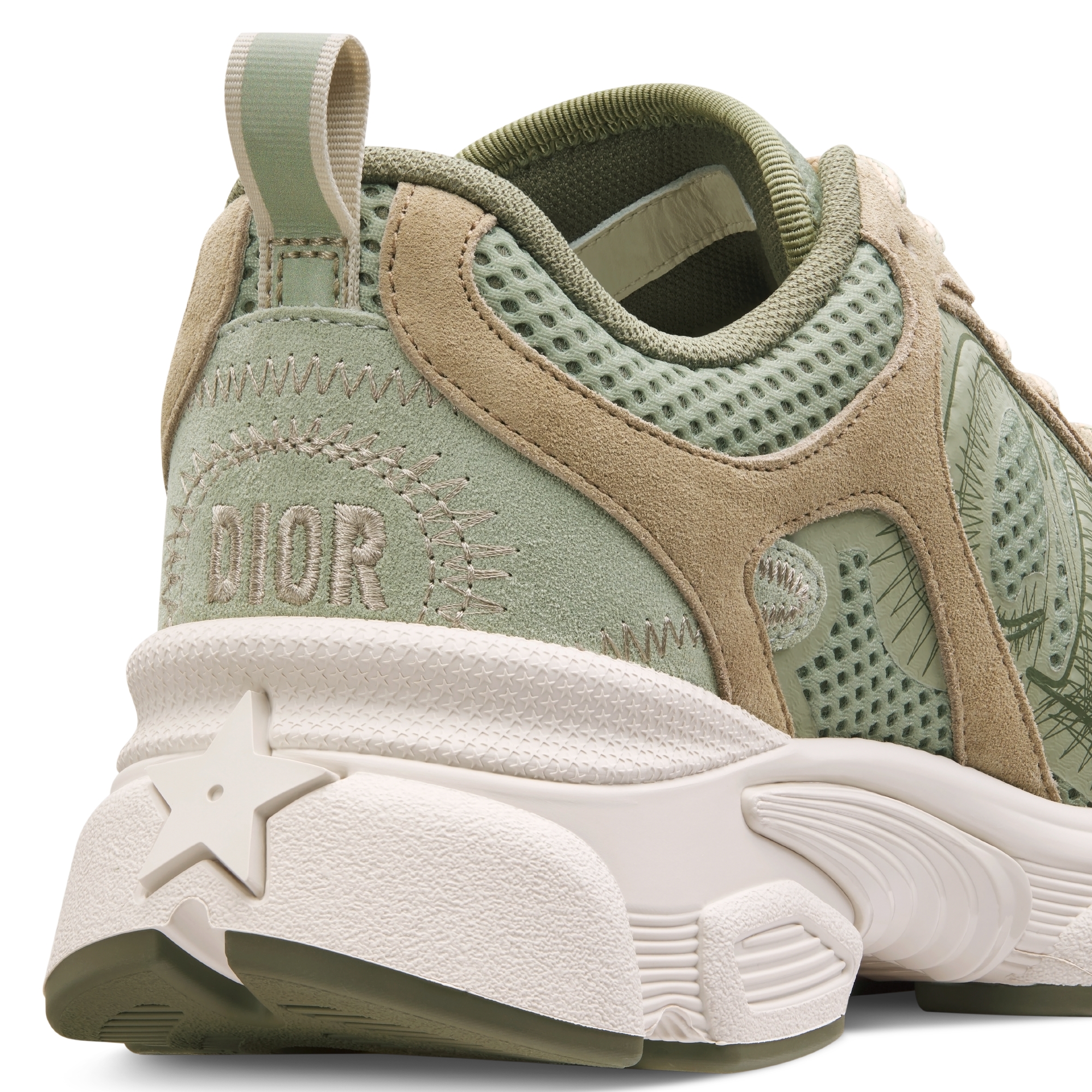 Dior Chrono Sneaker Khaki Mesh and Suede Calfskin E09