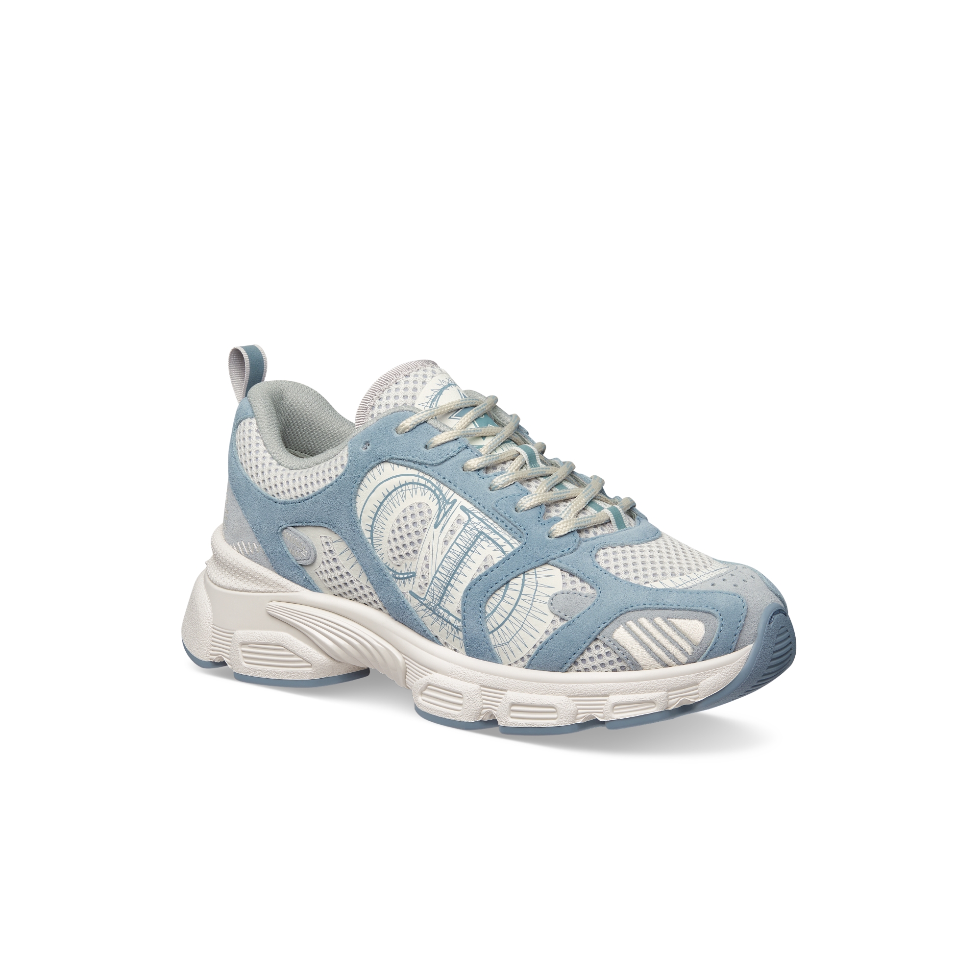 Dior Chrono Sneaker Gray-Blue Mesh and Suede Calfskin E03