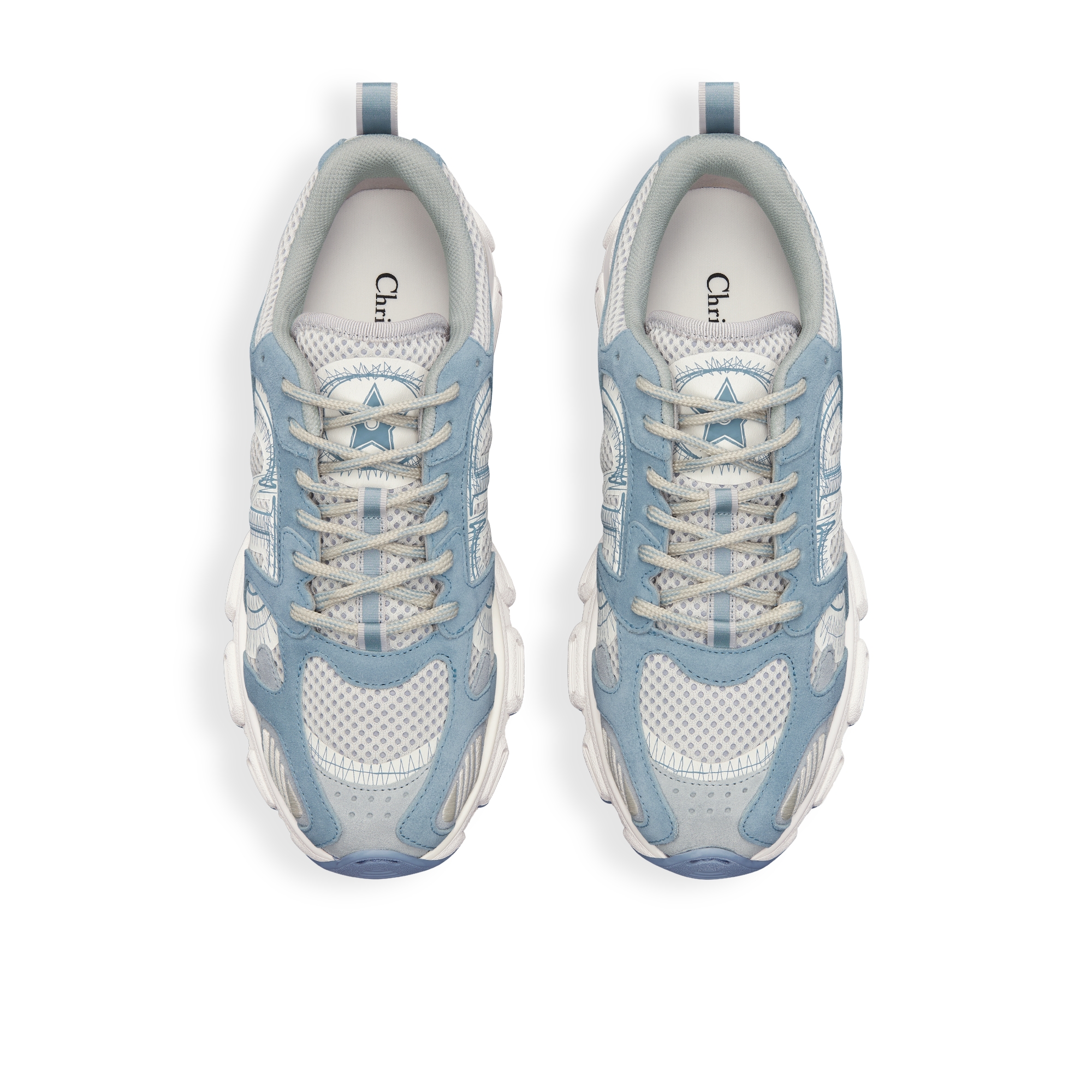 Dior Chrono Sneaker Gray-Blue Mesh and Suede Calfskin E06