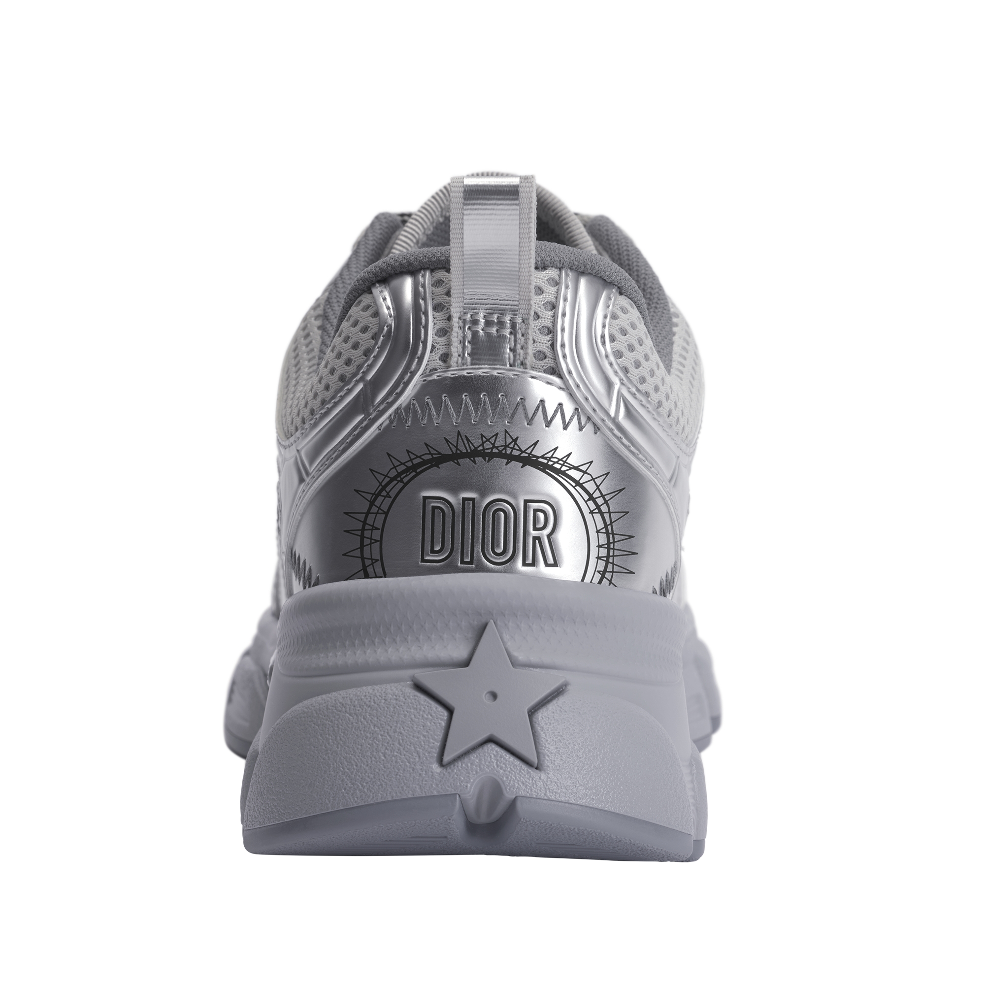 Dior Chrono Sneaker Gray Mesh with Silver-Tone Laminated Leather-Effect Panels E08