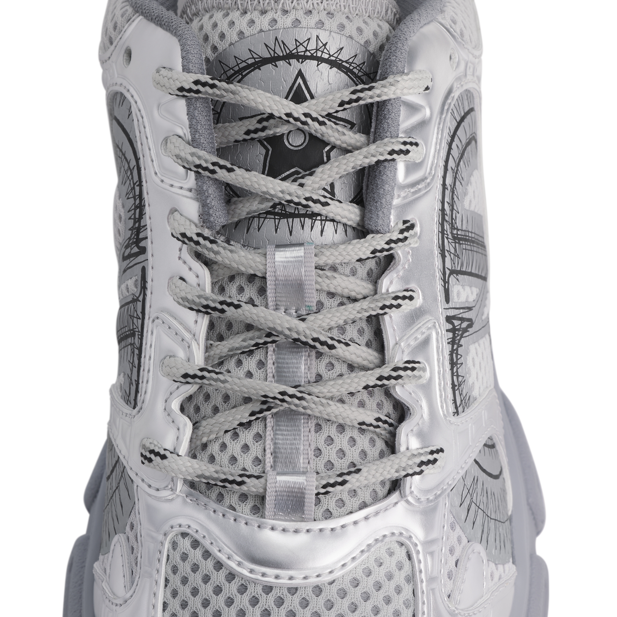 Dior Chrono Sneaker Gray Mesh with Silver-Tone Laminated Leather-Effect Panels E11