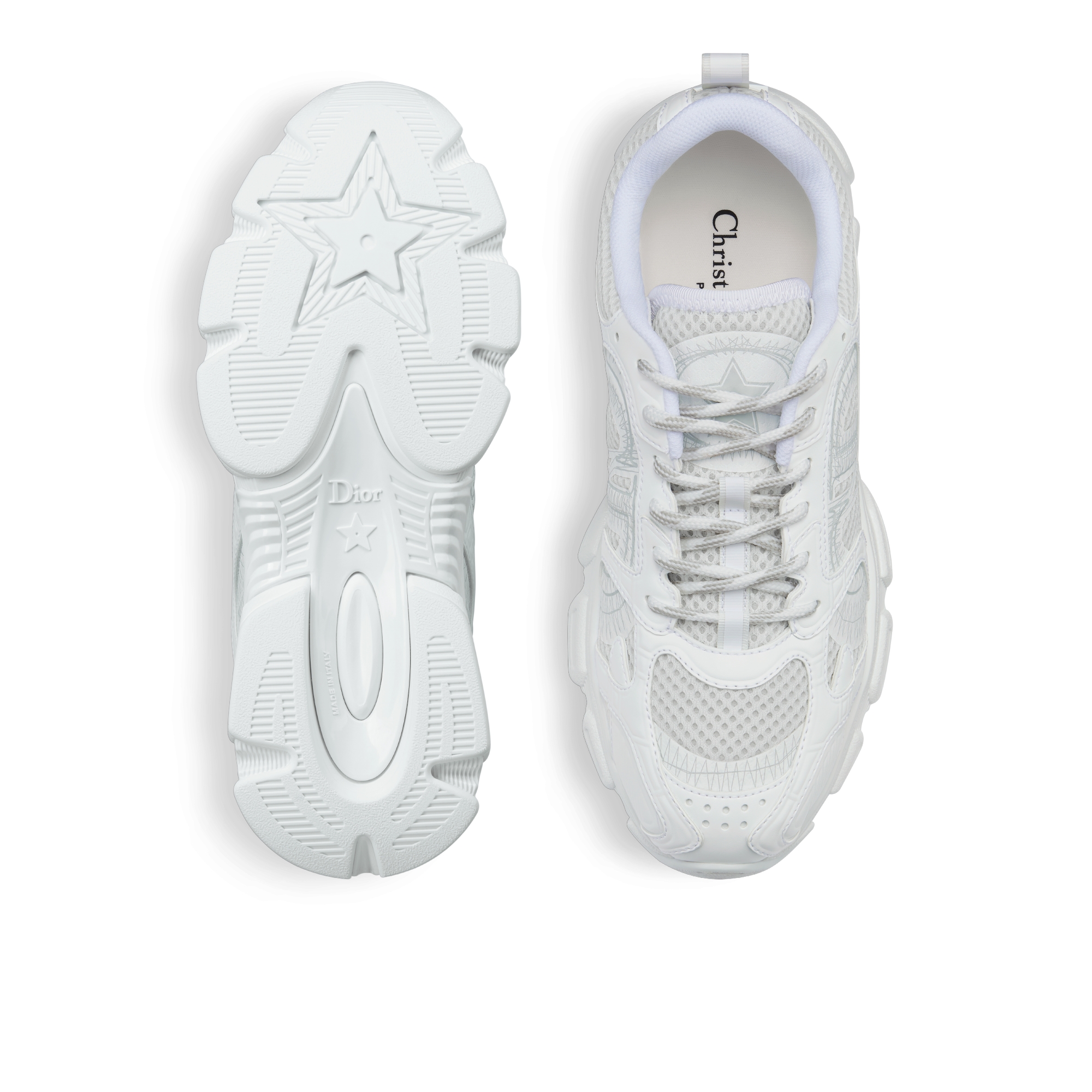 Dior Chrono Sneaker Mesh and White Leather-Effect Panels E07