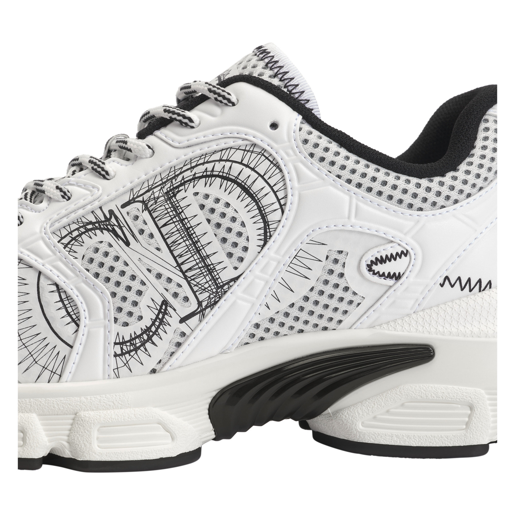 Dior Chrono Sneaker Mesh with White and Black Leather-Effect Panels E09