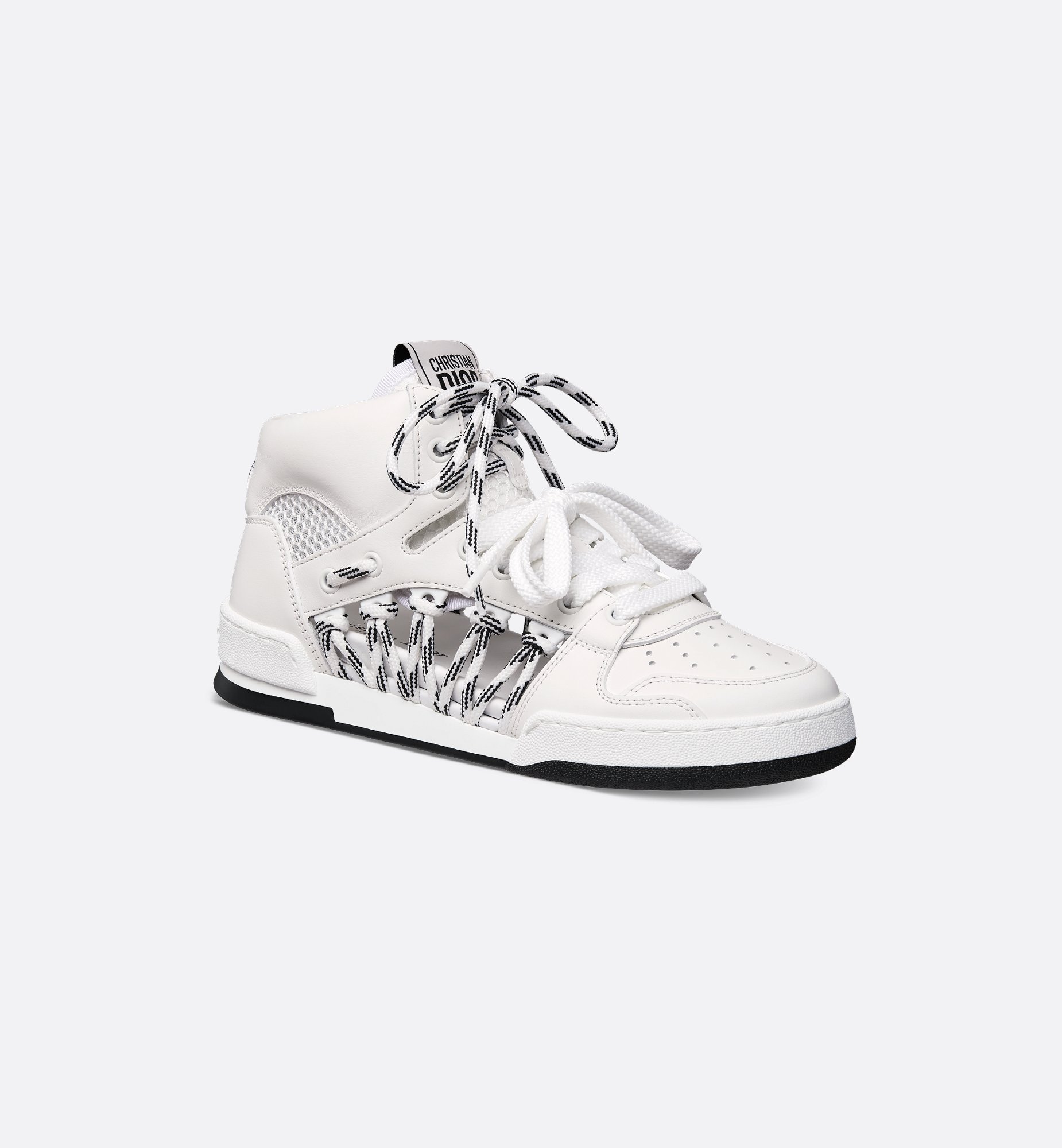 Dior First High-Top Sneaker White Calfskin and Two-Tone Laces | DIOR