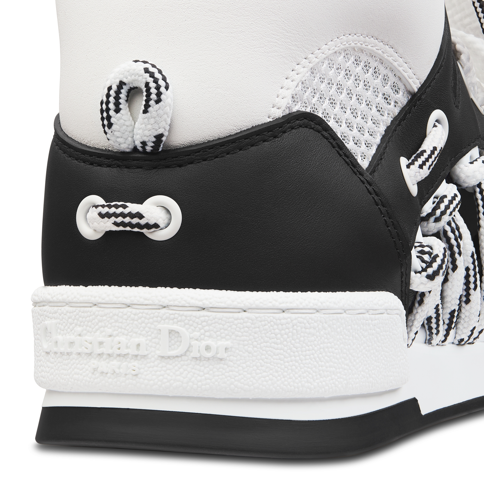 Dior First High-Top Sneaker Black and White Calfskin with Two-Tone Laces E09