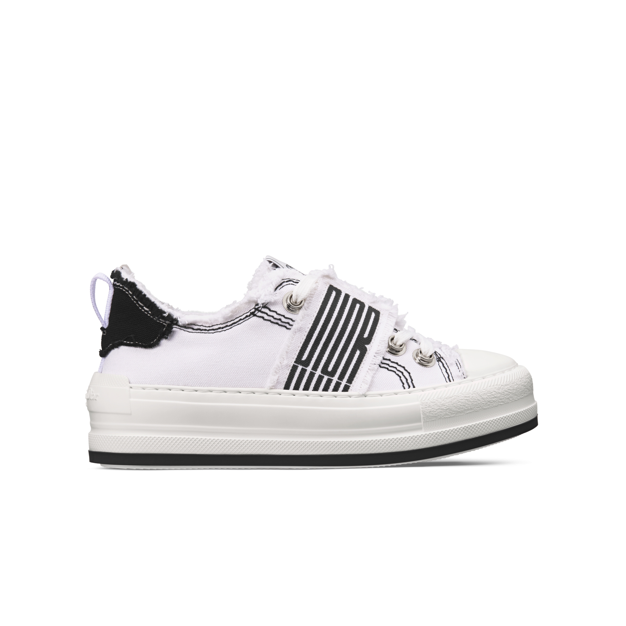 Walk'n'Dior Platform Sneaker Black and White Fringed Cotton Canvas with Dior Graphique Motif E02