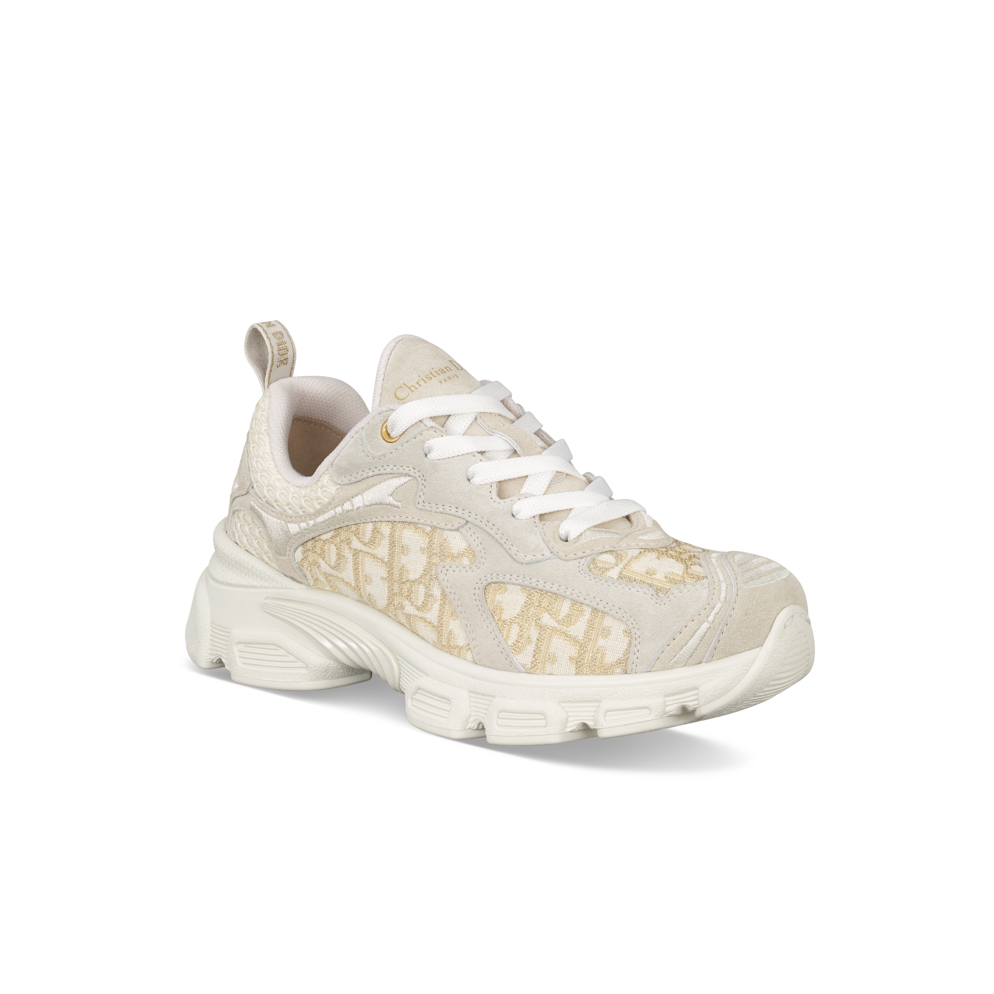 Dior Vibe Sneaker Cotton with Dior Oblique Embroidery in Gold-Tone