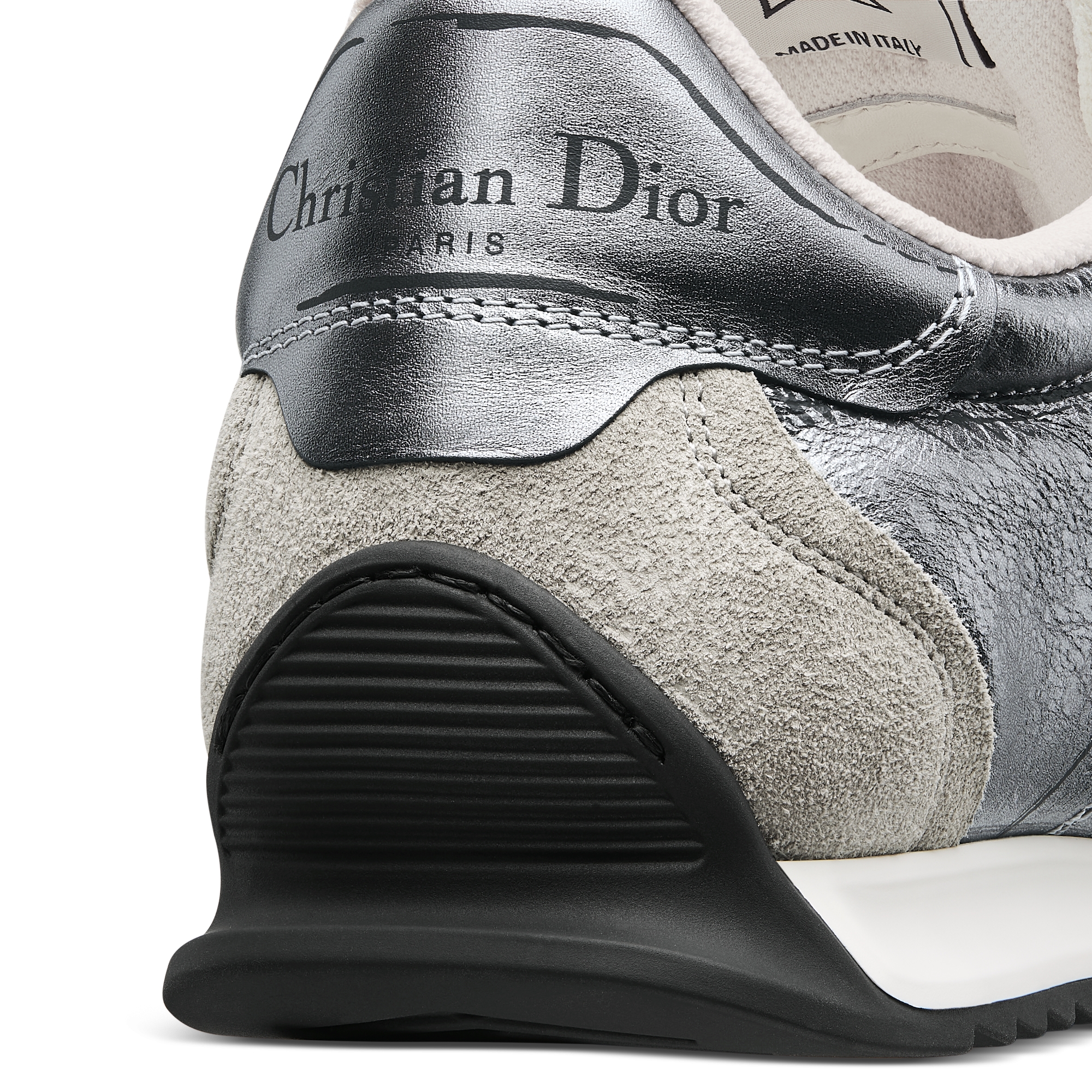 D-Sketch Sneaker Silver-Tone Crinkled Lambskin and Laminated Calfskin E09