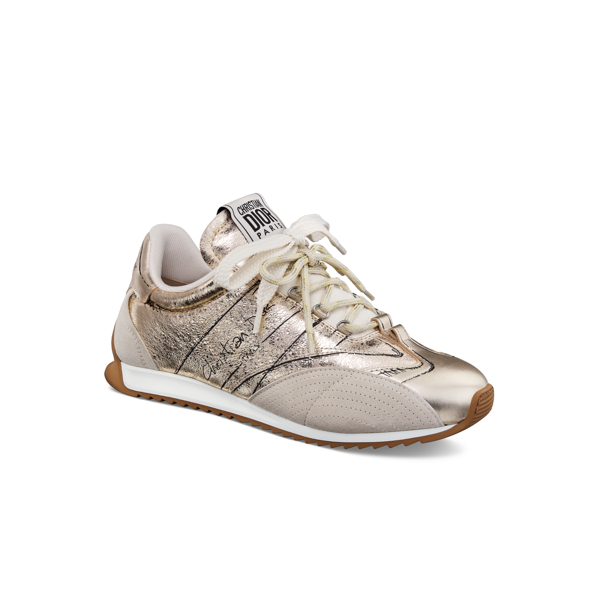 D-Sketch Sneaker Silver-Tone Crinkled Lambskin and Laminated
