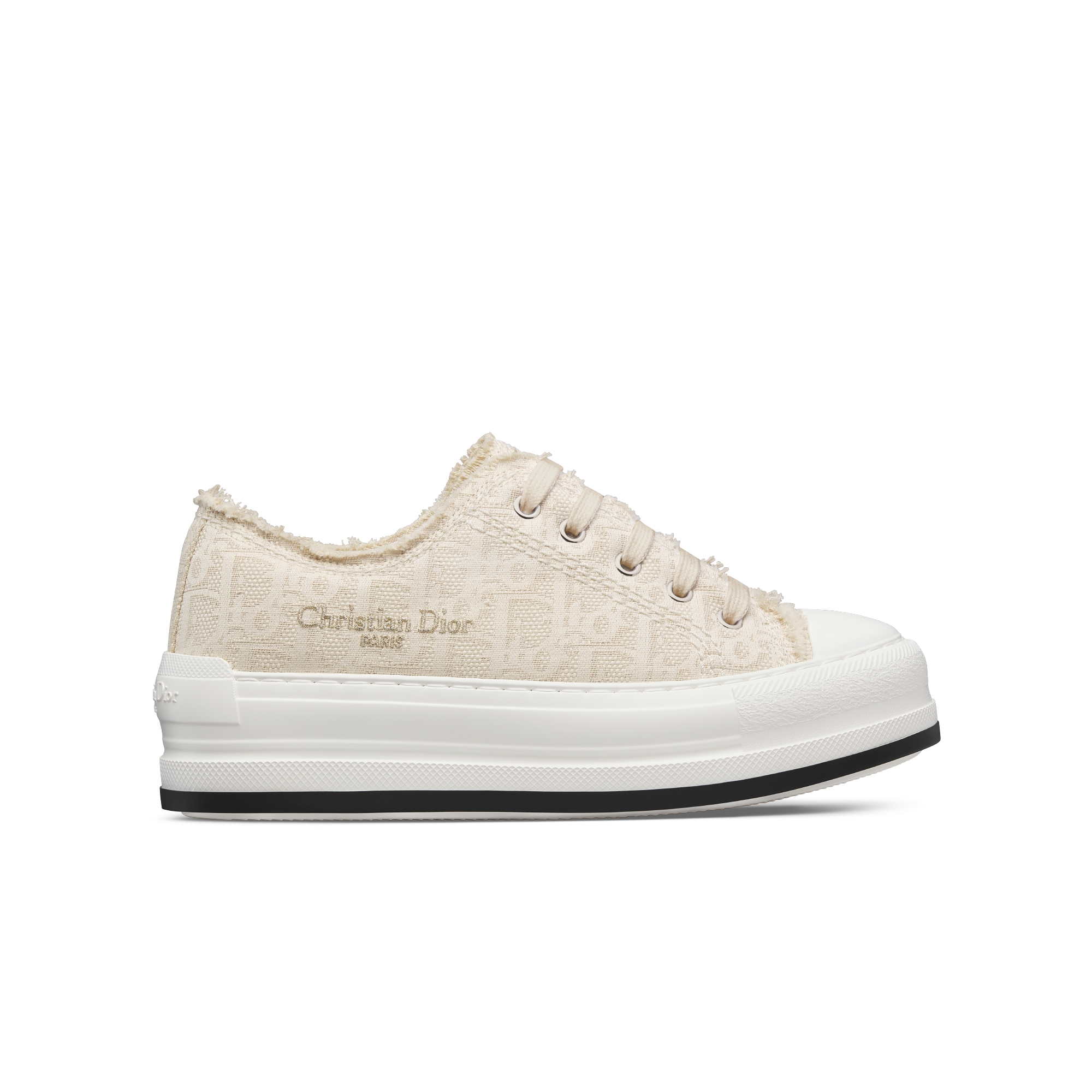 Walk'n'Dior Plateausneaker Baumwolle mit Fransen und Dior Oblique Stickerei in Naturfarbe E10